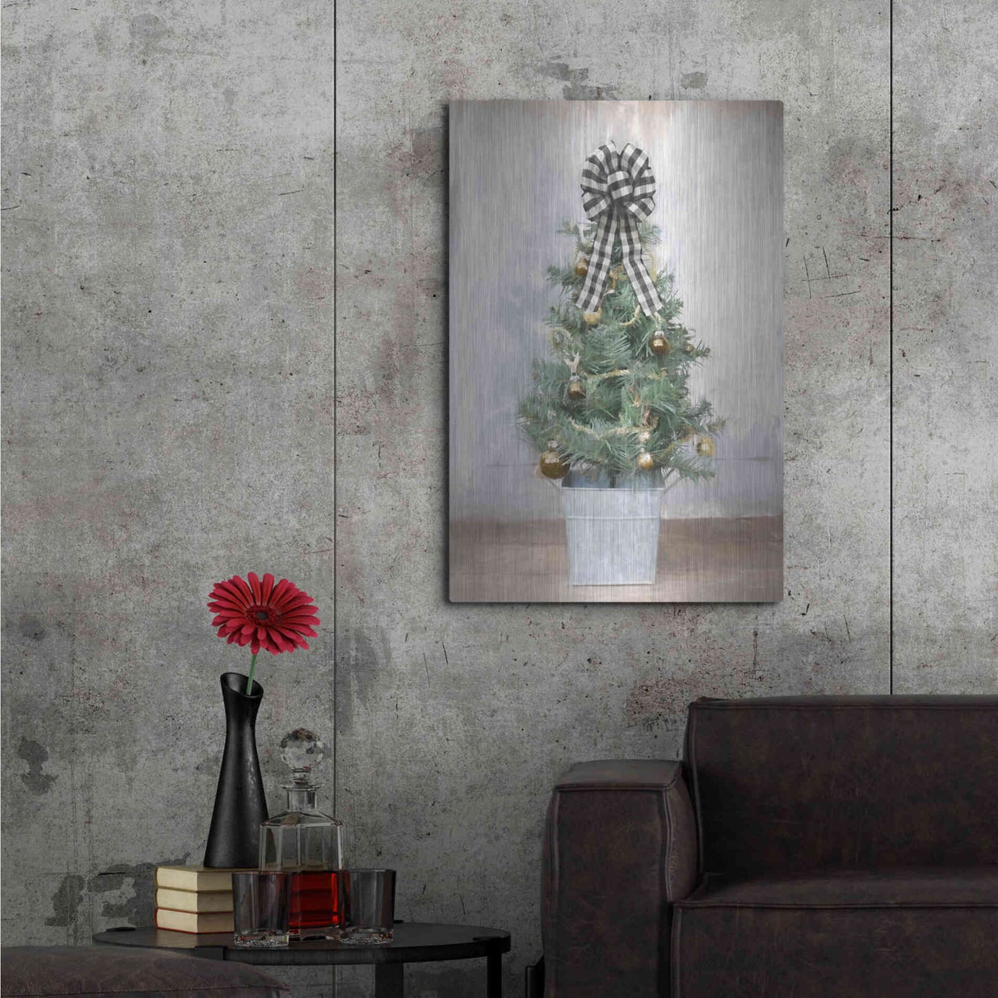 Luxe Metal Art 'Buffalo Plaid Mini Tree' by Lori Deiter, Metal Wall Art,24x36