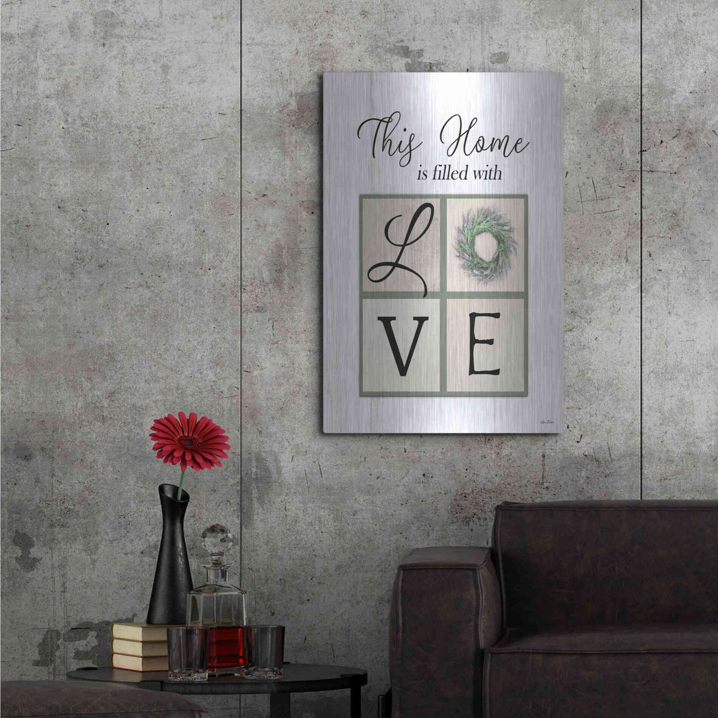 Luxe Metal Art 'This Home is Filled with Love' by Lori Deiter, Metal Wall Art,24x36