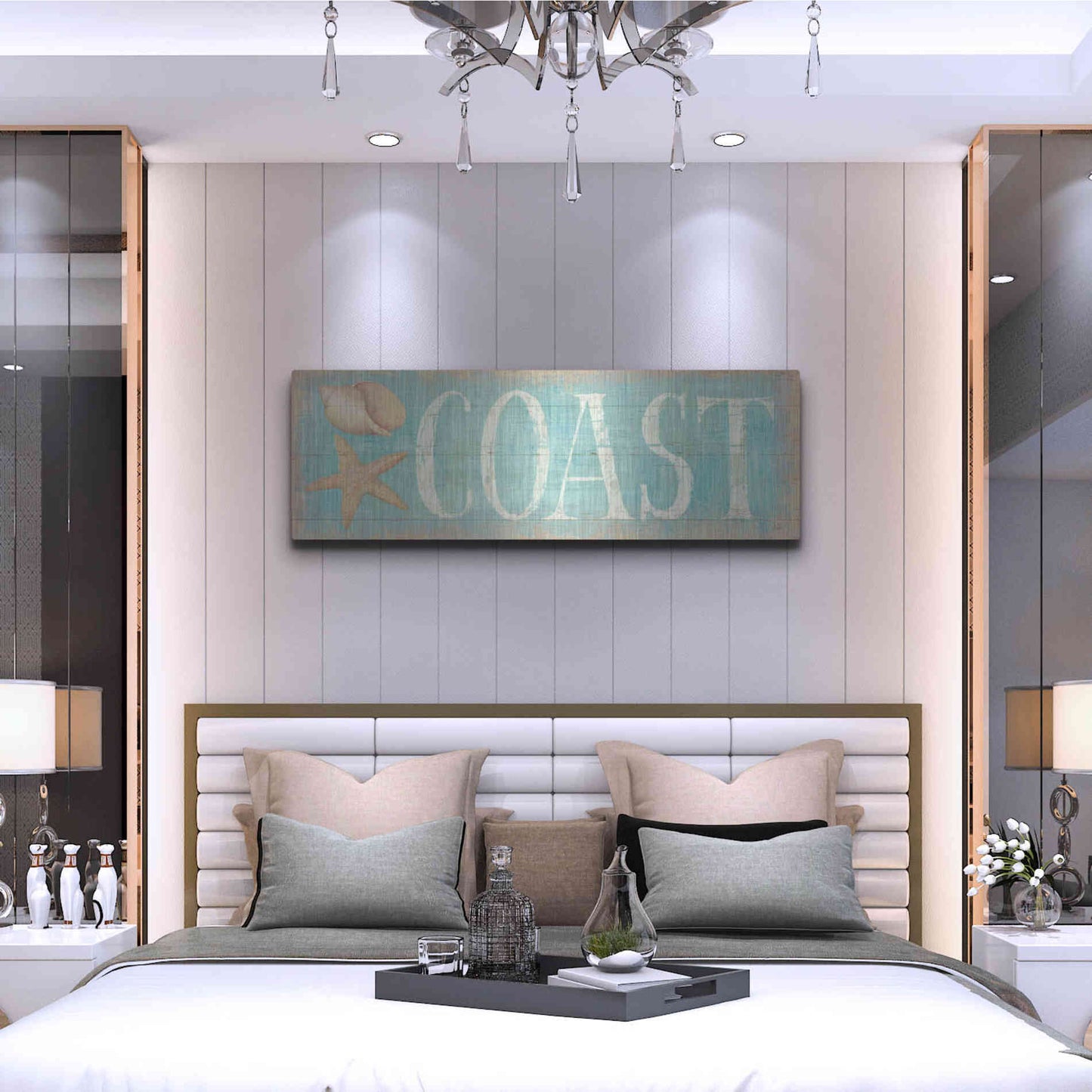 Luxe Metal Art 'Pastel Coast' by Daphne Brissonet, Metal Wall Art,48x16