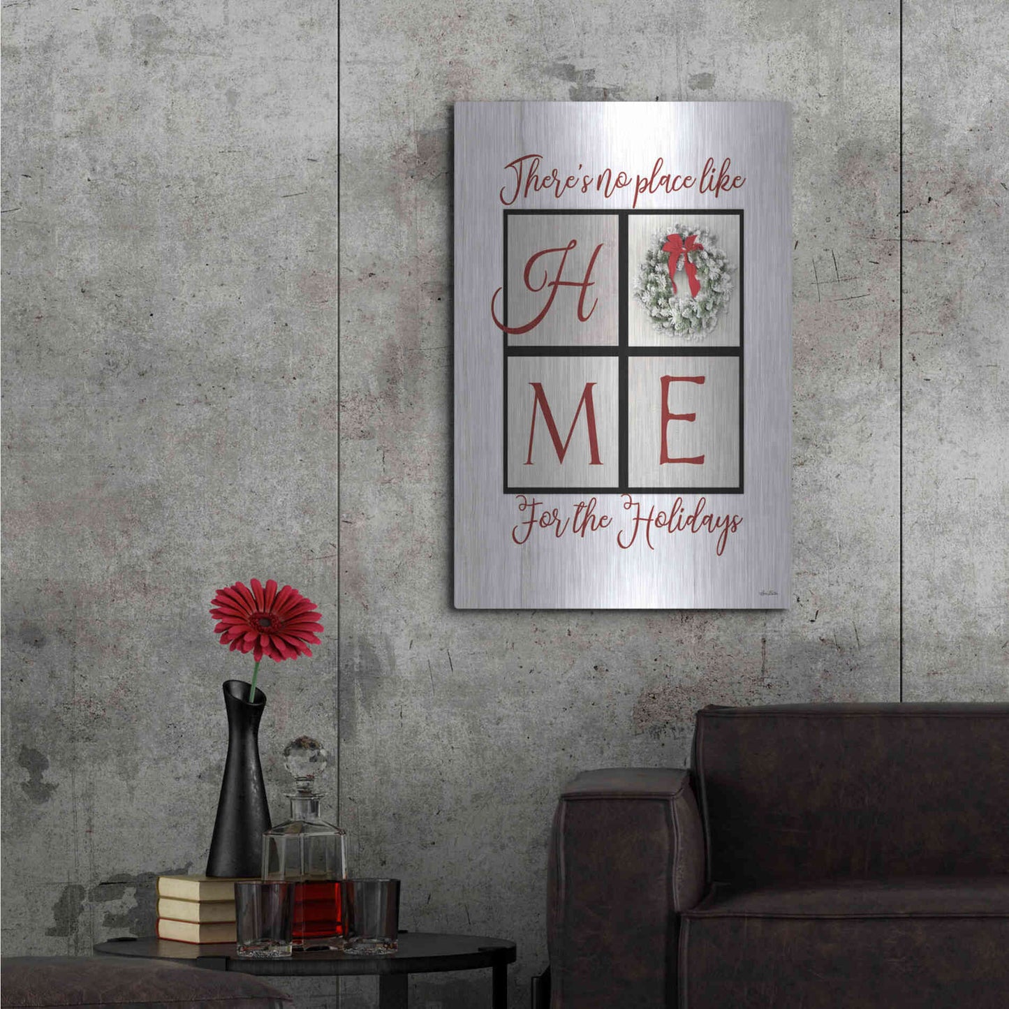 Luxe Metal Art 'There's No Place Like Home for the Holidays' by Lori Deiter, Metal Wall Art,24x36