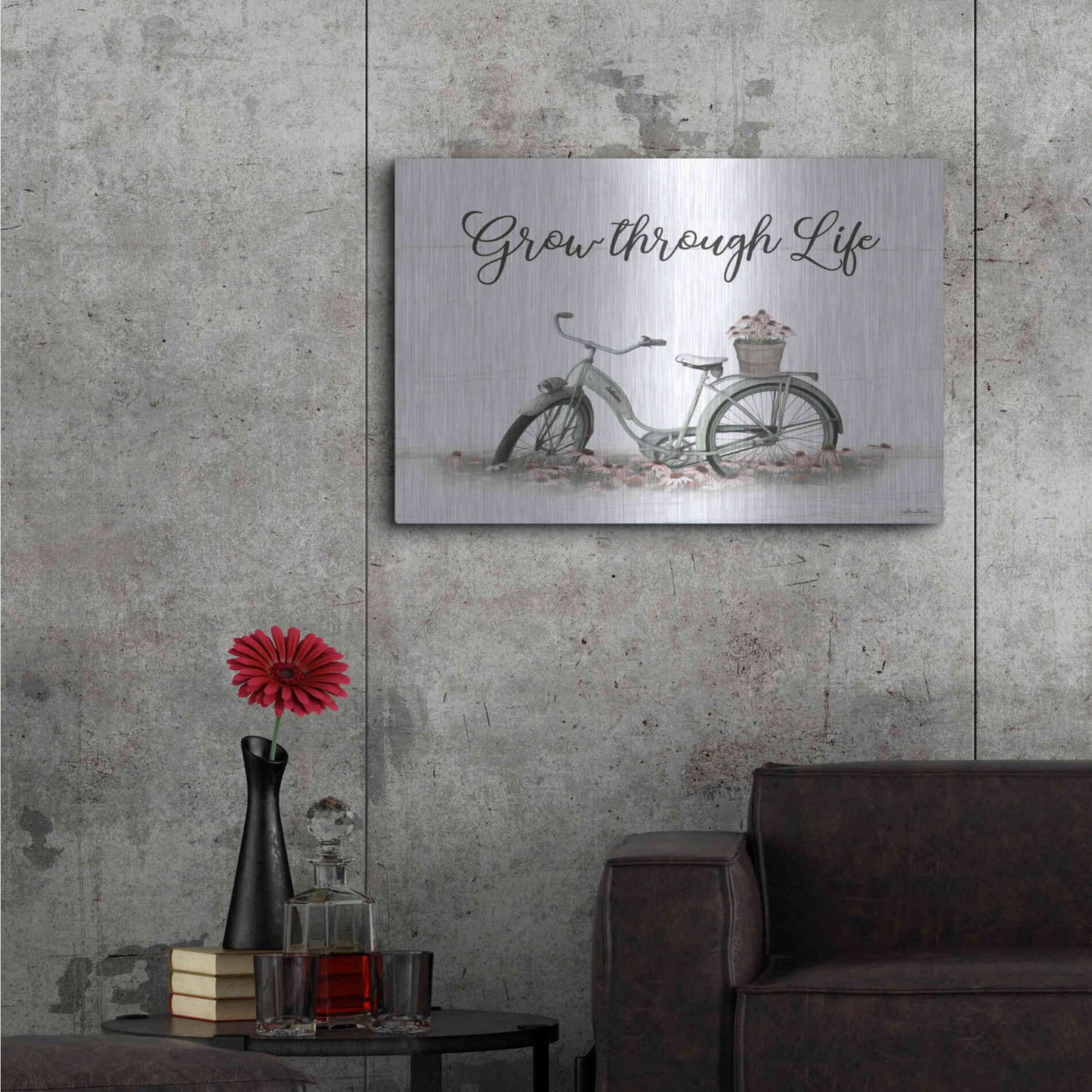 Luxe Metal Art 'Grow Through Life' by Lori Deiter, Metal Wall Art,36x24