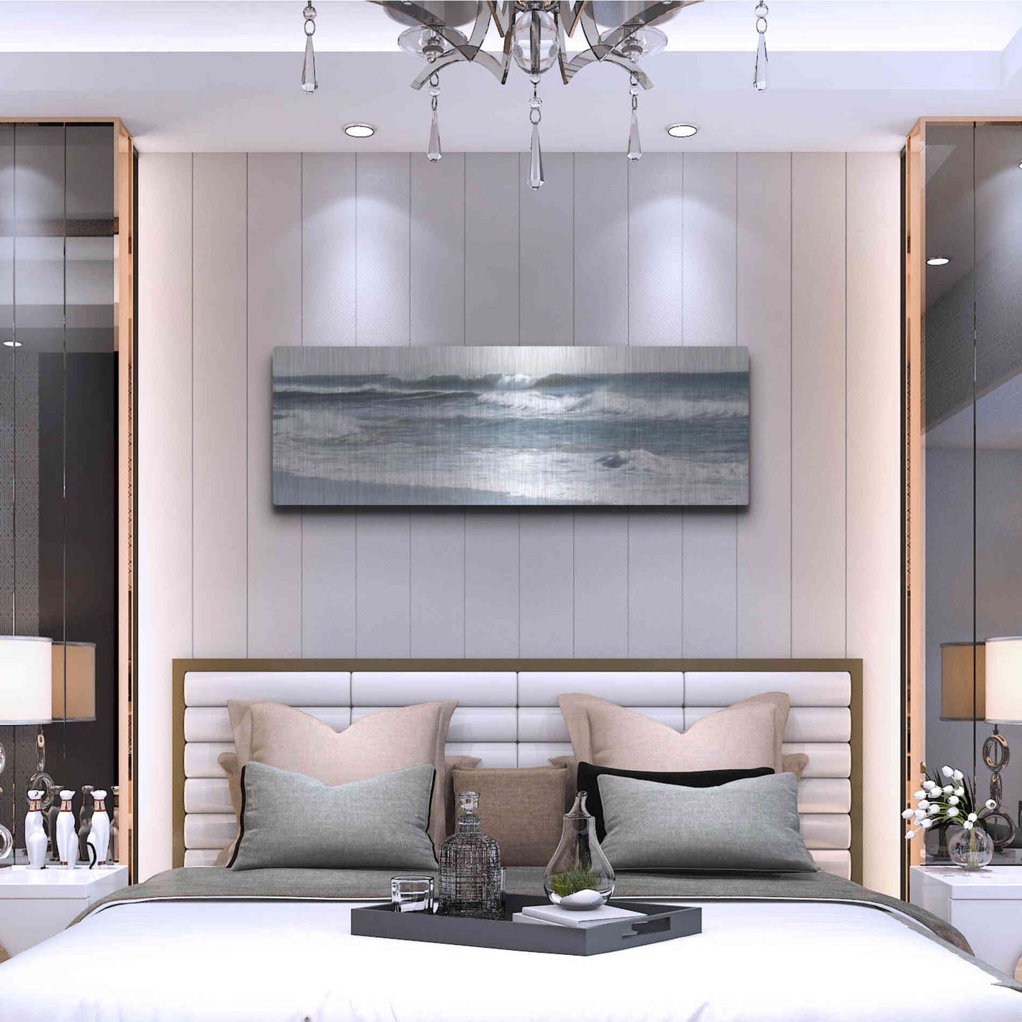 Luxe Metal Art 'Ocean Panorama' by Lori Deiter, Metal Wall Art,48x16