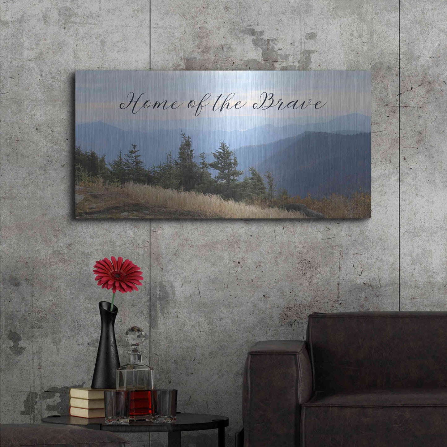 Luxe Metal Art 'Home of the Brave' by Lori Deiter, Metal Wall Art,48x24