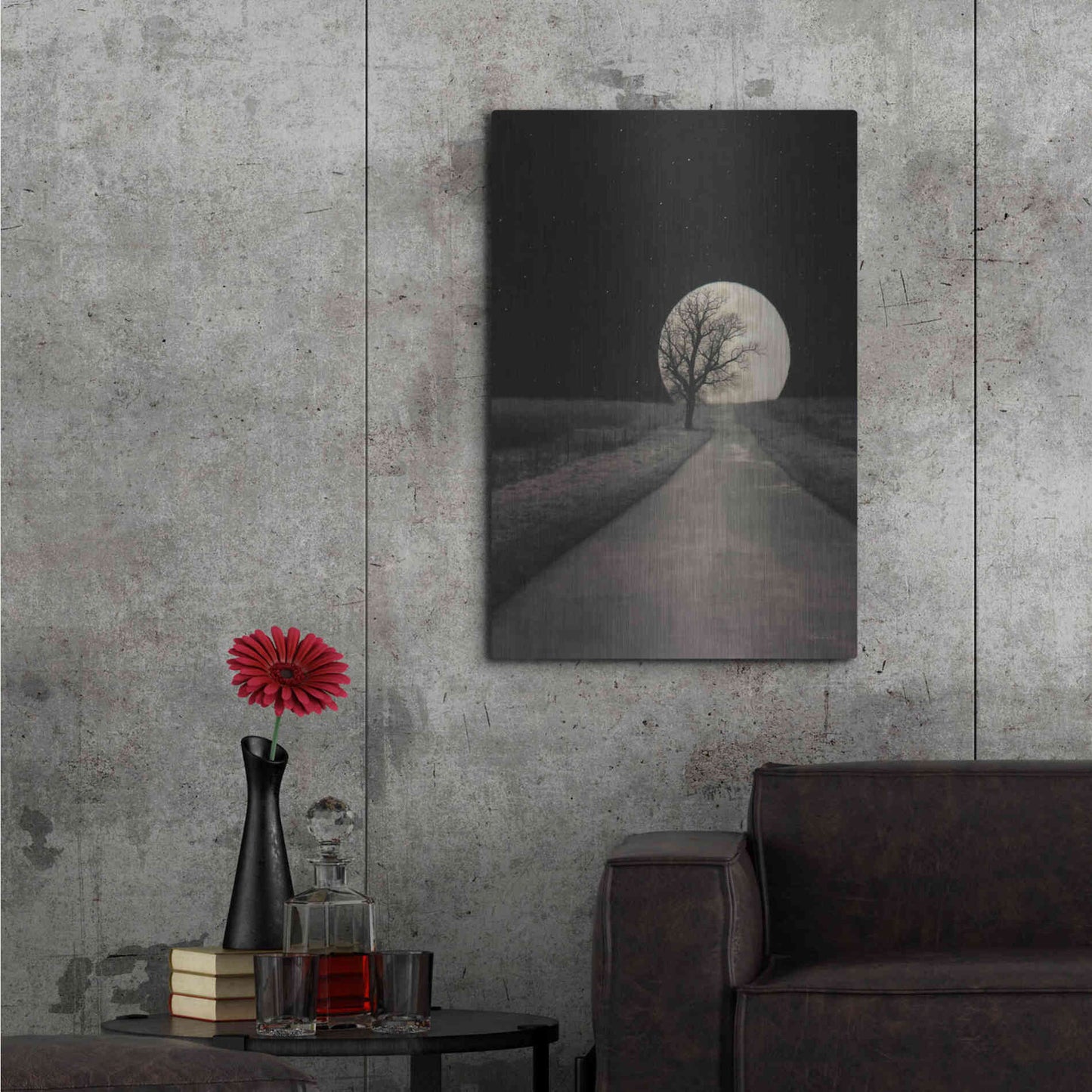Luxe Metal Art 'Moonlit Country Road' by Lori Deiter, Metal Wall Art,24x36