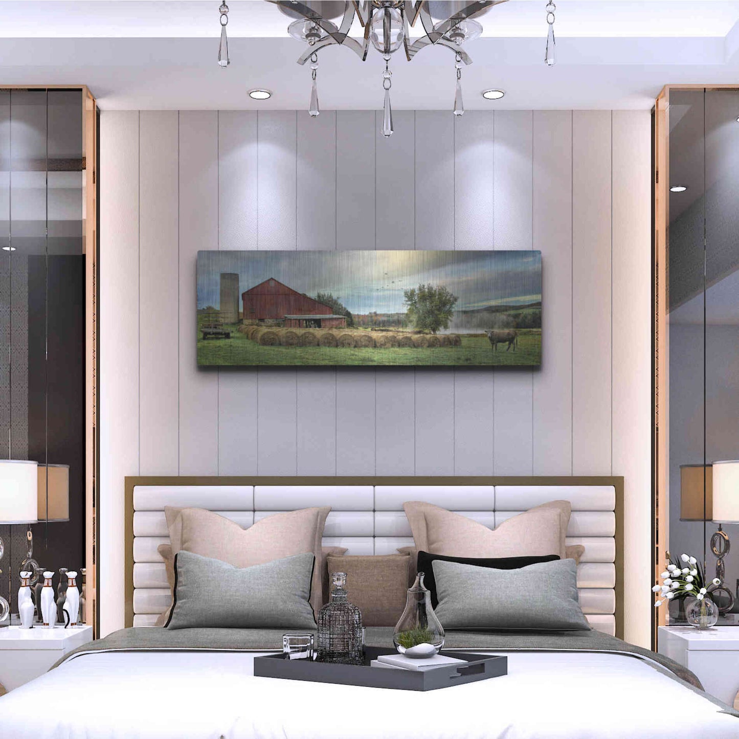 Luxe Metal Art 'Hay Harvest' by Lori Deiter, Metal Wall Art,48x16