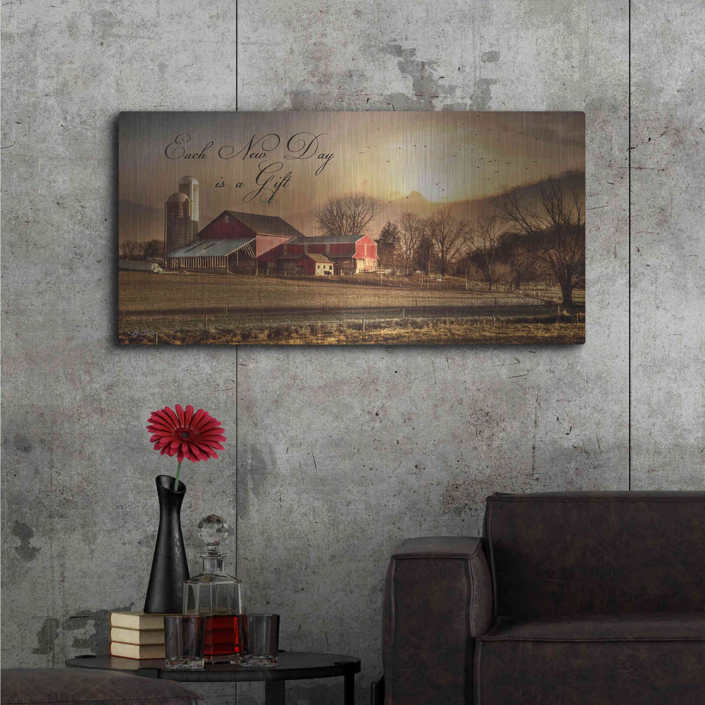 Luxe Metal Art 'Each New Day' by Lori Deiter, Metal Wall Art,48x24