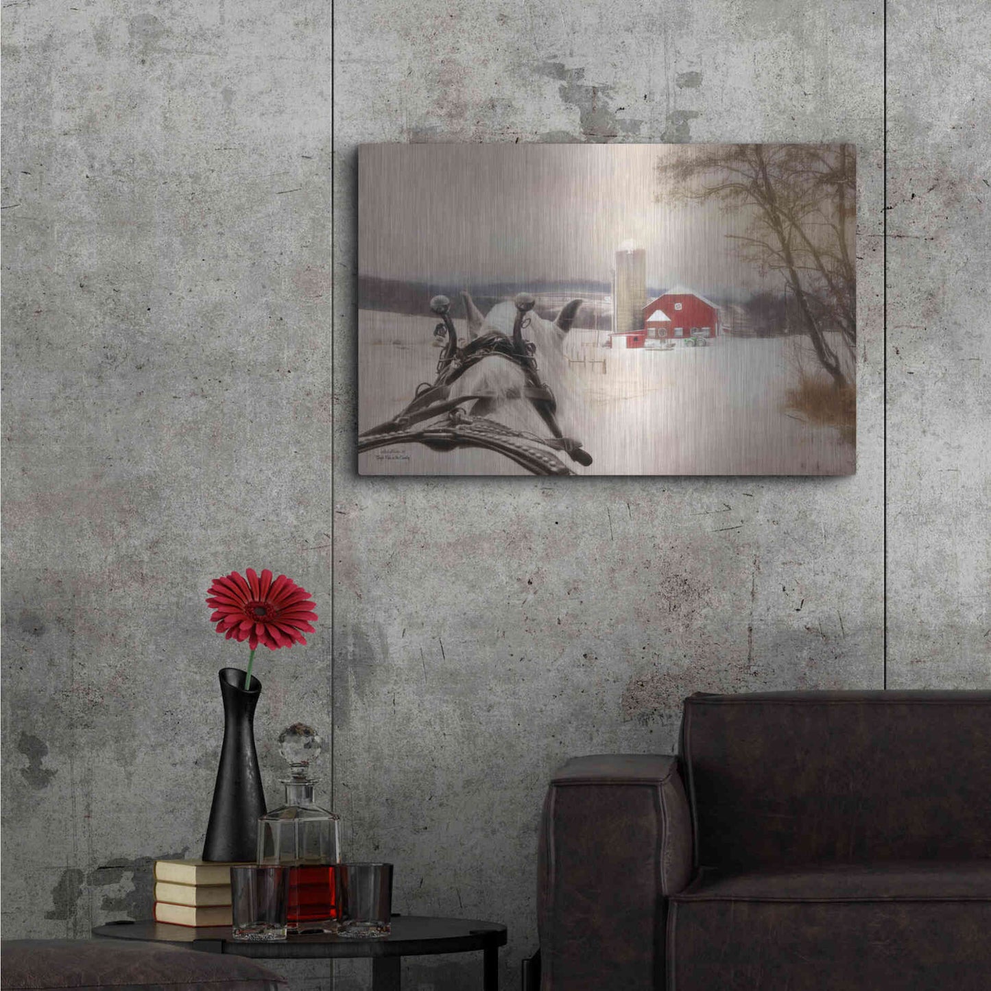 Luxe Metal Art 'Sleigh Ride in the Country' by Lori Deiter, Metal Wall Art,36x24