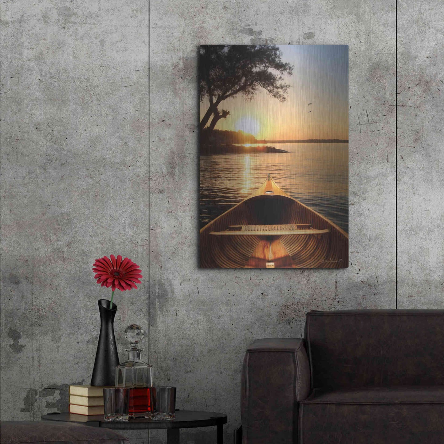 Luxe Metal Art 'Sunset on the Lake I' by Lori Deiter, Metal Wall Art,24x36