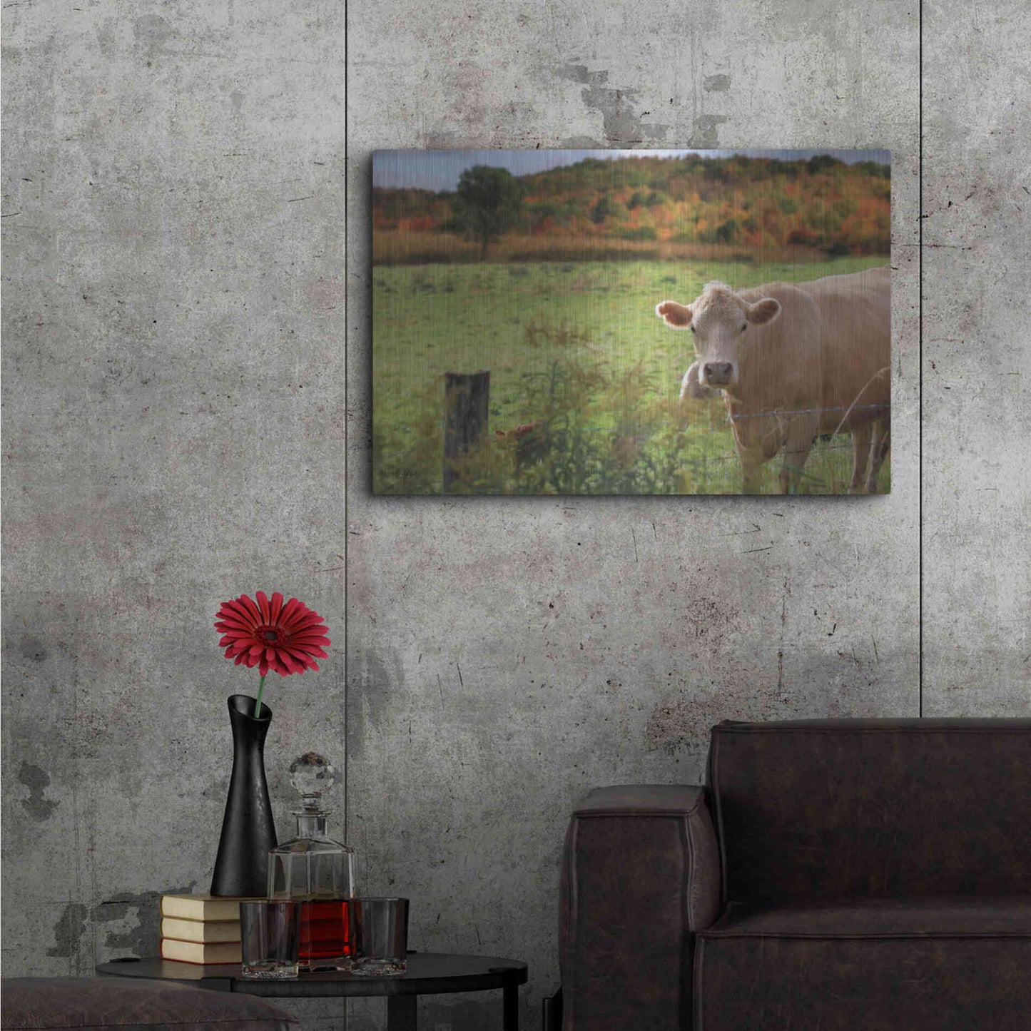 Luxe Metal Art 'Fall Cow' by Lori Deiter Metal Wall Art,36x24