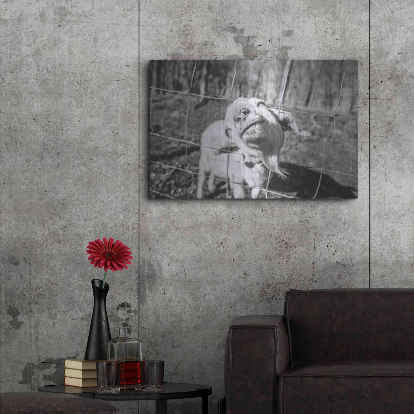 Luxe Metal Art 'Hey Goat' by Donnie Quillen Metal Wall Art,36x24