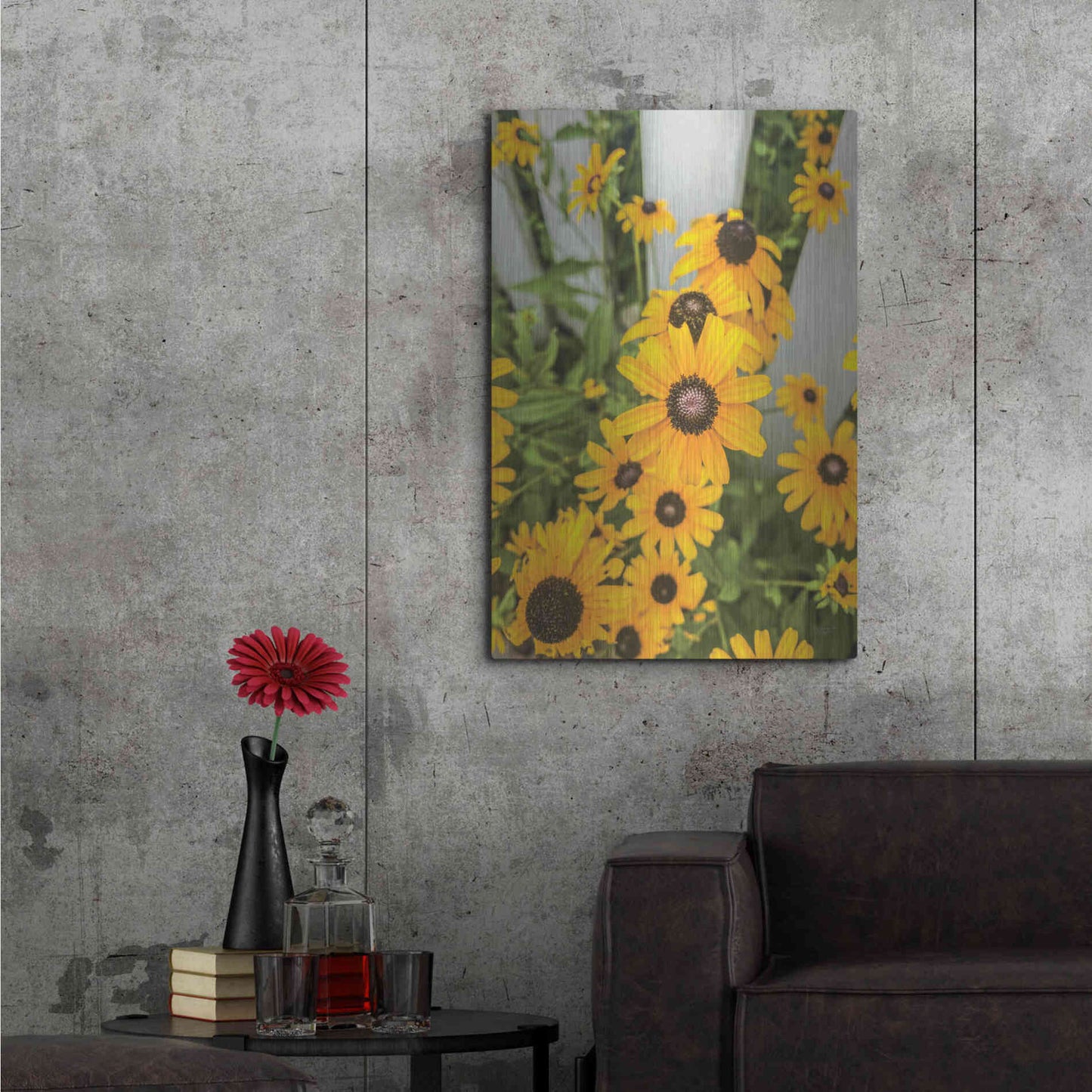 Luxe Metal Art 'Bed of Yellow' by Donnie Quillen Metal Wall Art,24x36
