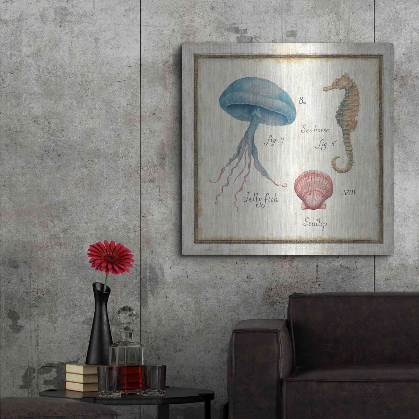 Luxe Metal Art 'Oceanography III' by Daphne Brissonet, Metal Wall Art,36x36