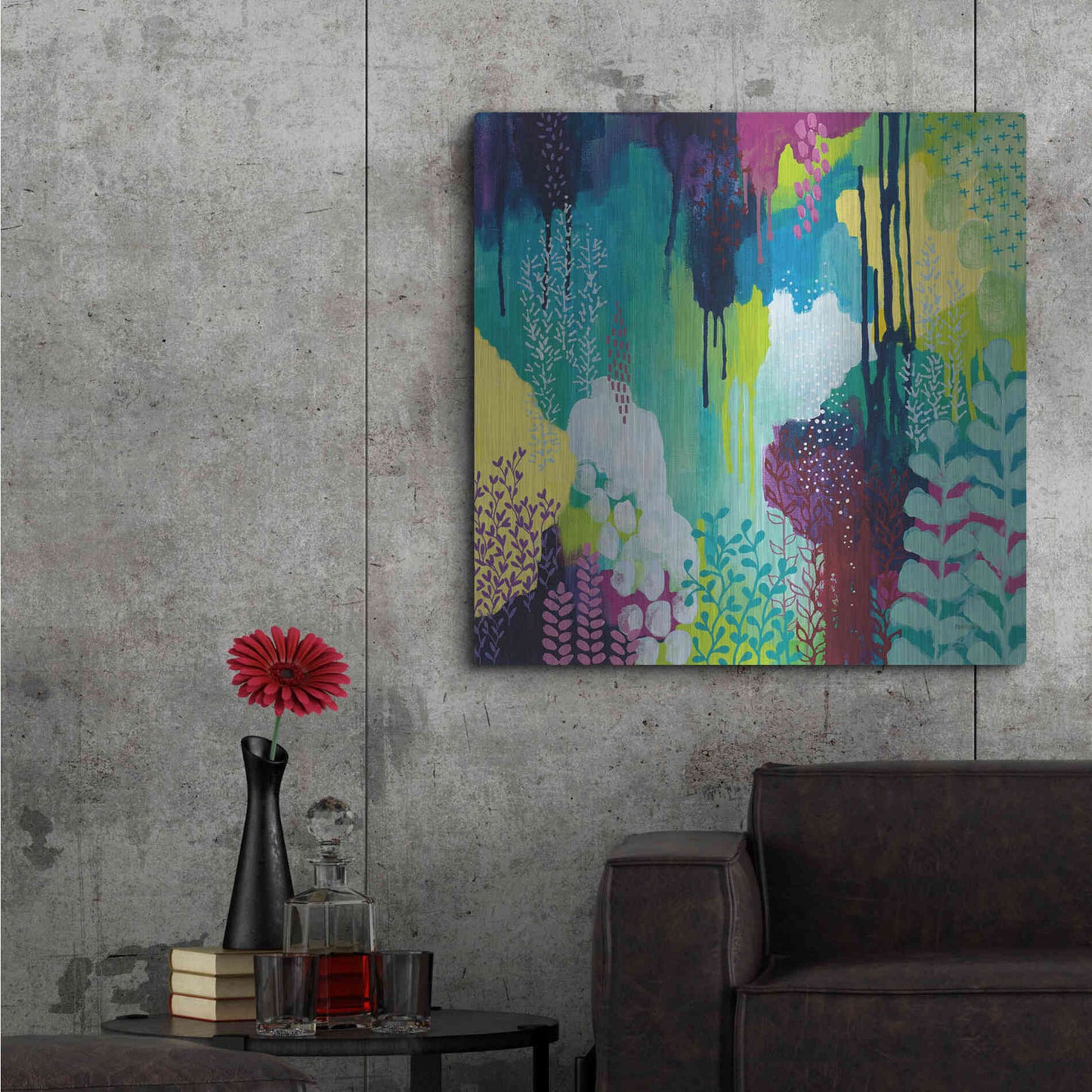 Luxe Metal Art 'Jewel Forest I' by Kathy Ferguson, Metal Wall Art,36x36