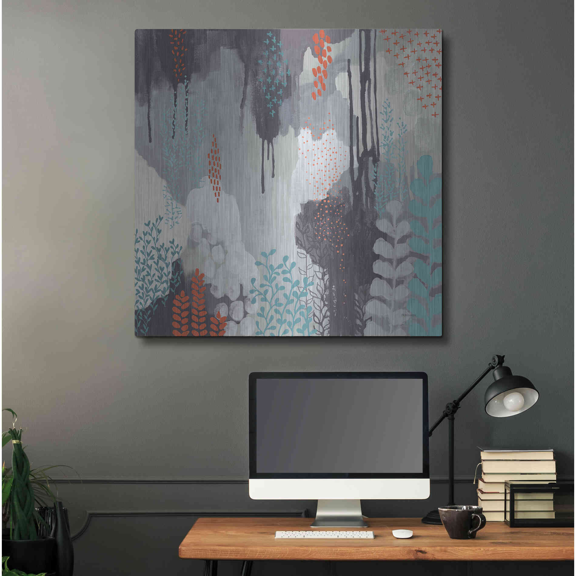 Luxe Metal Art 'Gray Forest I' by Kathy Ferguson, Metal Wall Art,36x36