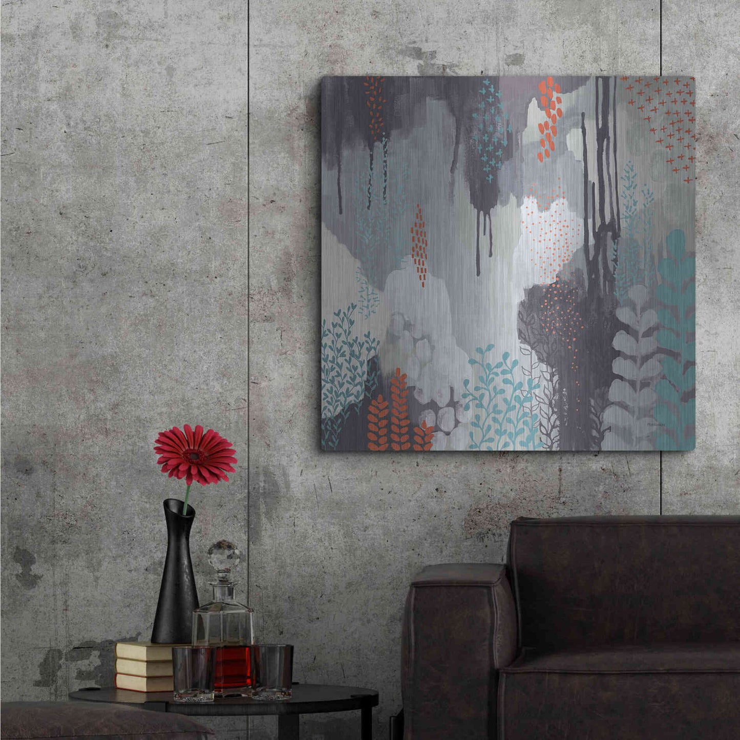 Luxe Metal Art 'Gray Forest I' by Kathy Ferguson, Metal Wall Art,36x36