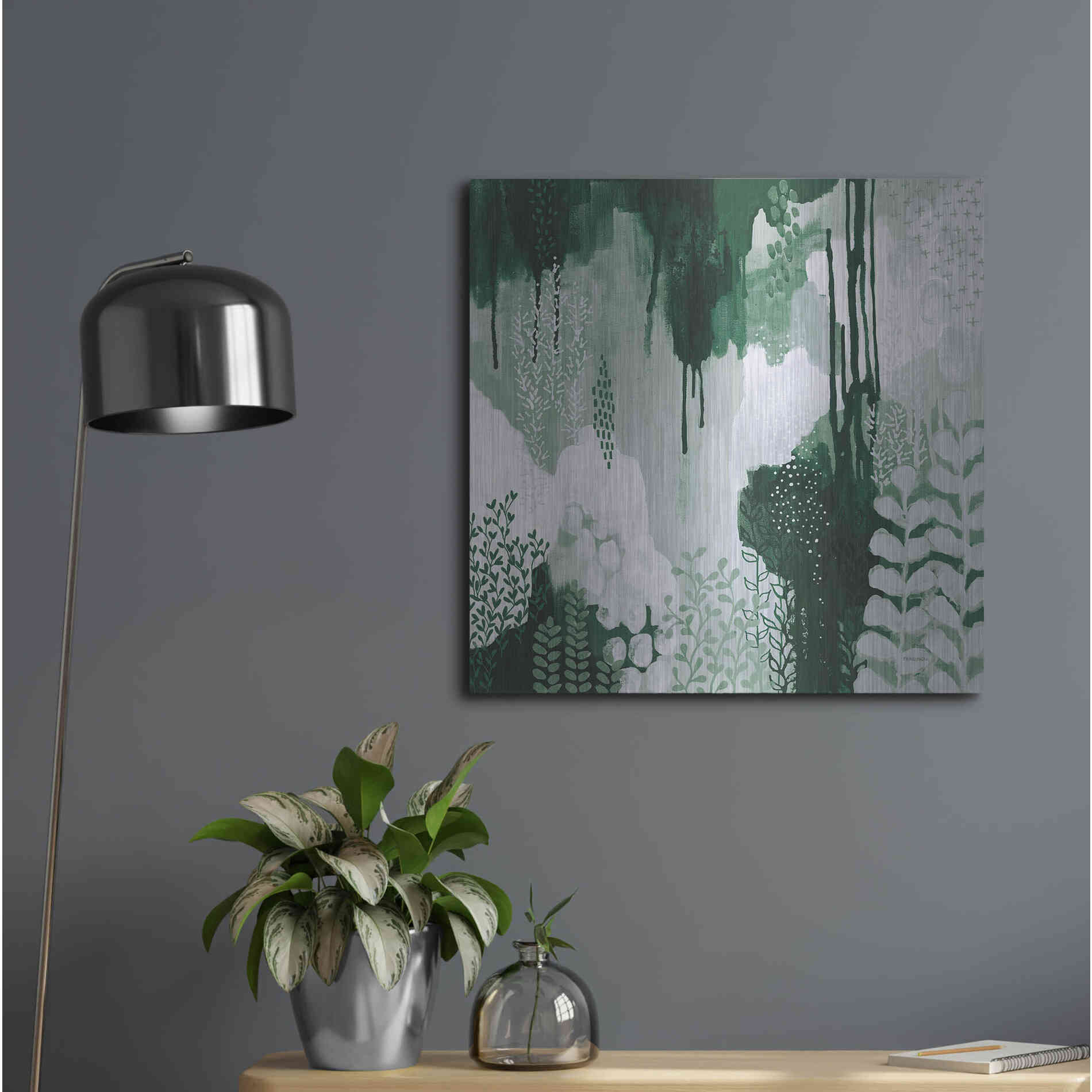 Luxe Metal Art 'Light Green Forest I' by Kathy Ferguson, Metal Wall Art,24x24
