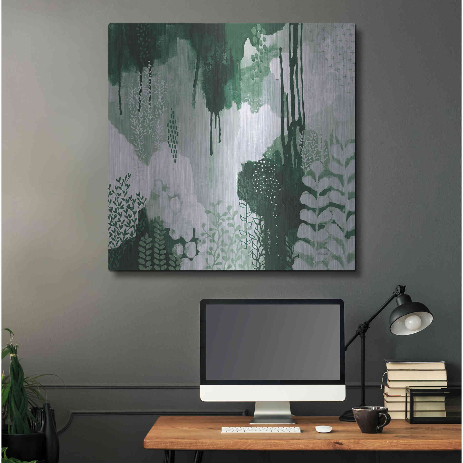 Luxe Metal Art 'Light Green Forest I' by Kathy Ferguson, Metal Wall Art,36x36