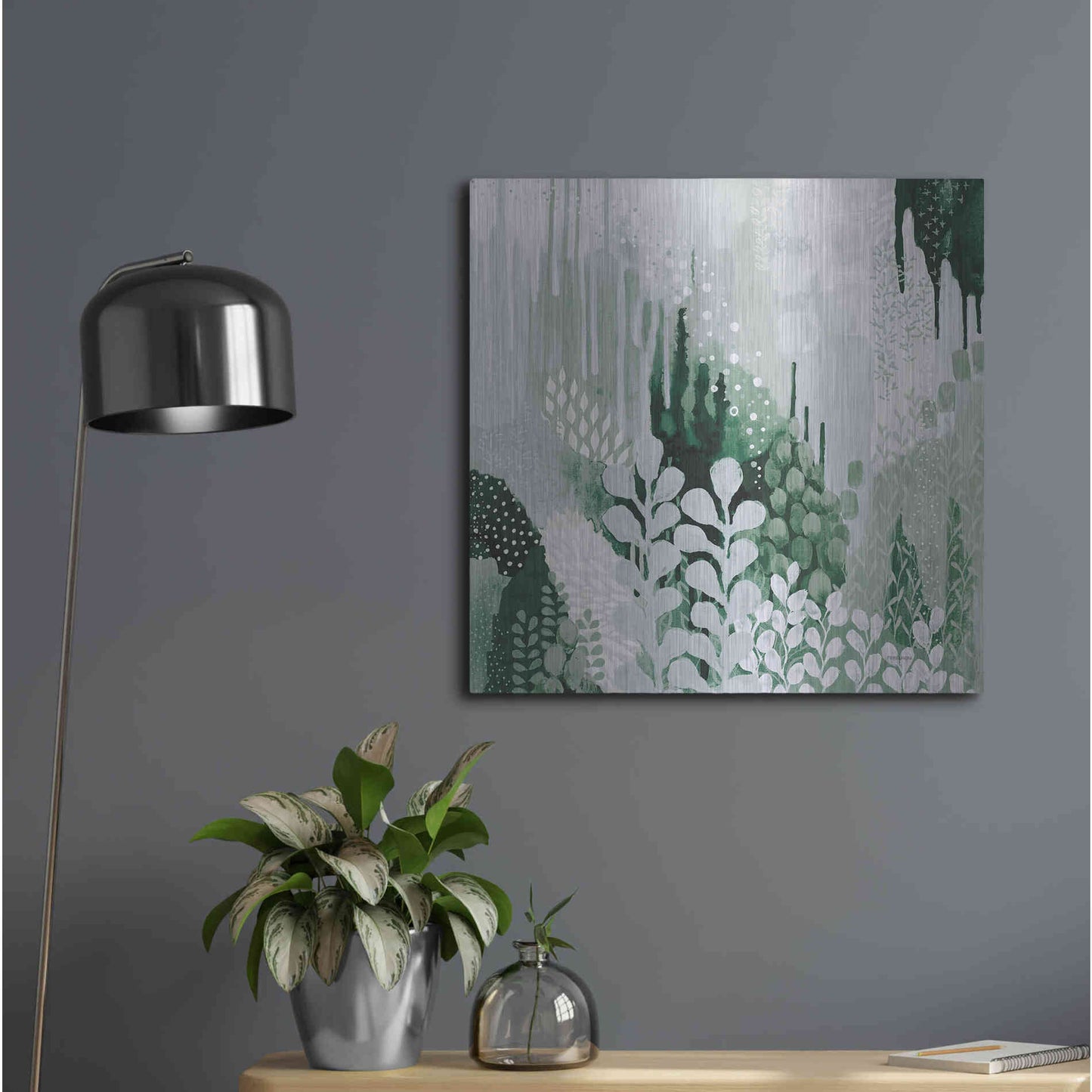 Luxe Metal Art 'Light Green Forest II' by Kathy Ferguson, Metal Wall Art,24x24
