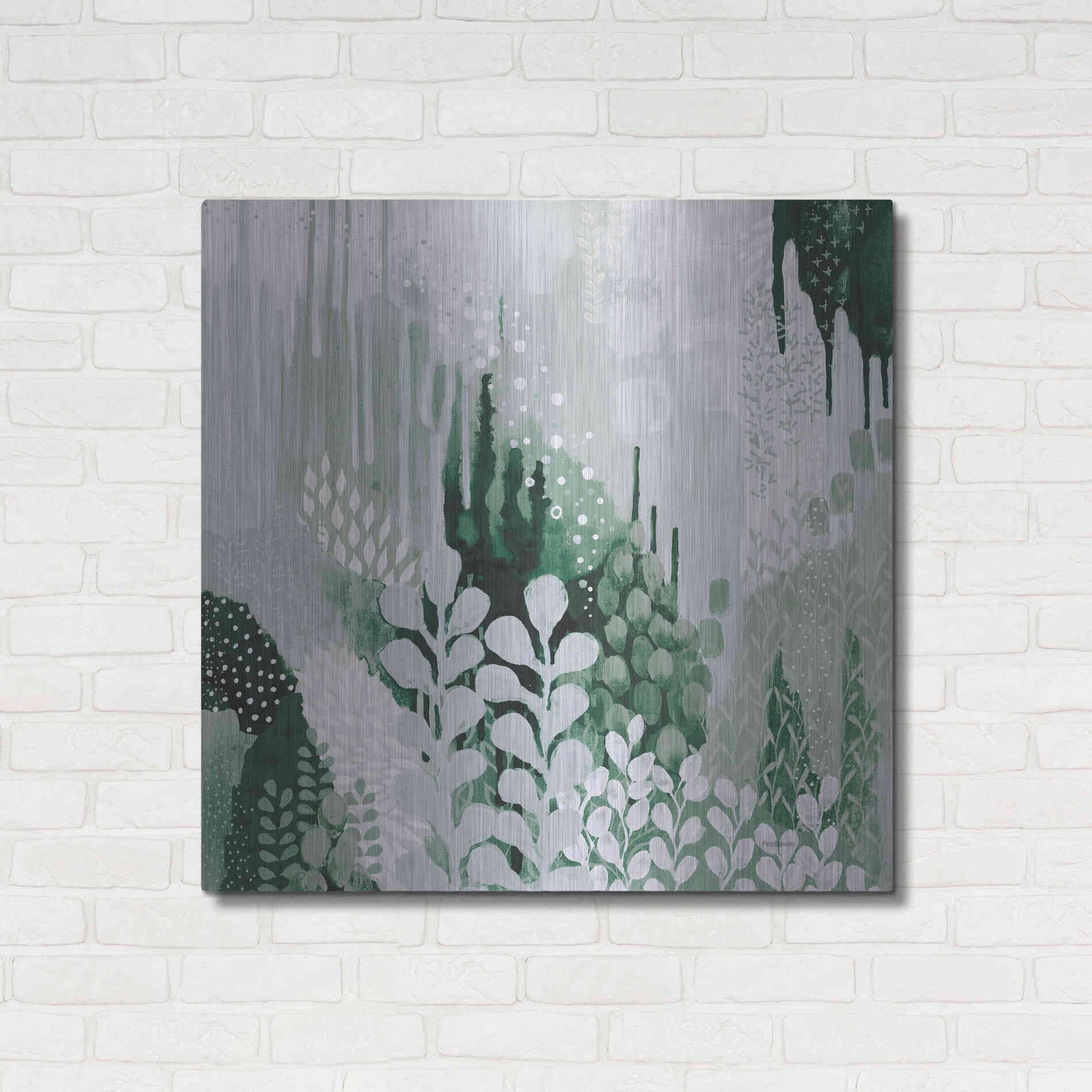 Luxe Metal Art 'Light Green Forest II' by Kathy Ferguson, Metal Wall Art,36x36