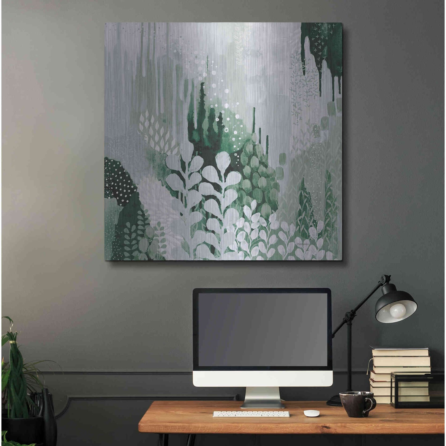 Luxe Metal Art 'Light Green Forest II' by Kathy Ferguson, Metal Wall Art,36x36