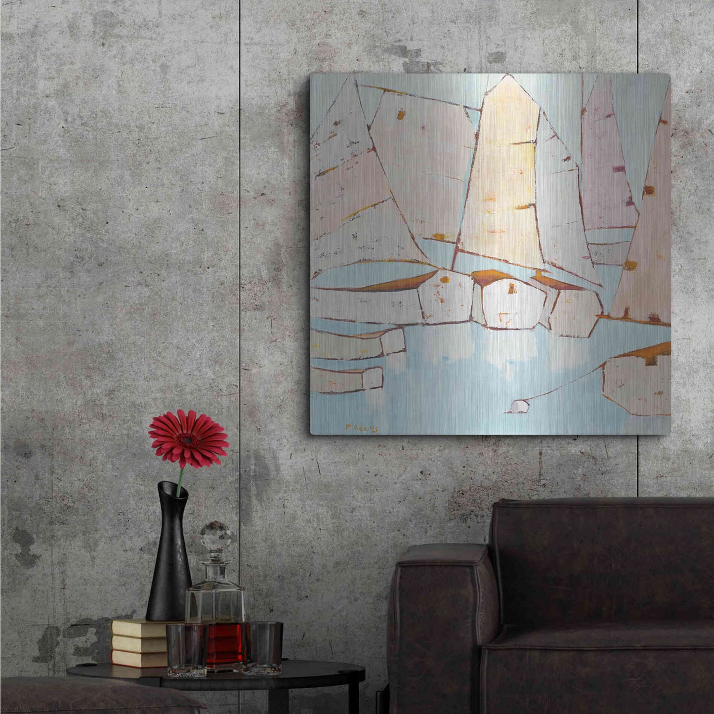 Luxe Metal Art 'Moored' by Phyllis Adams, Metal Wall Art,36x36