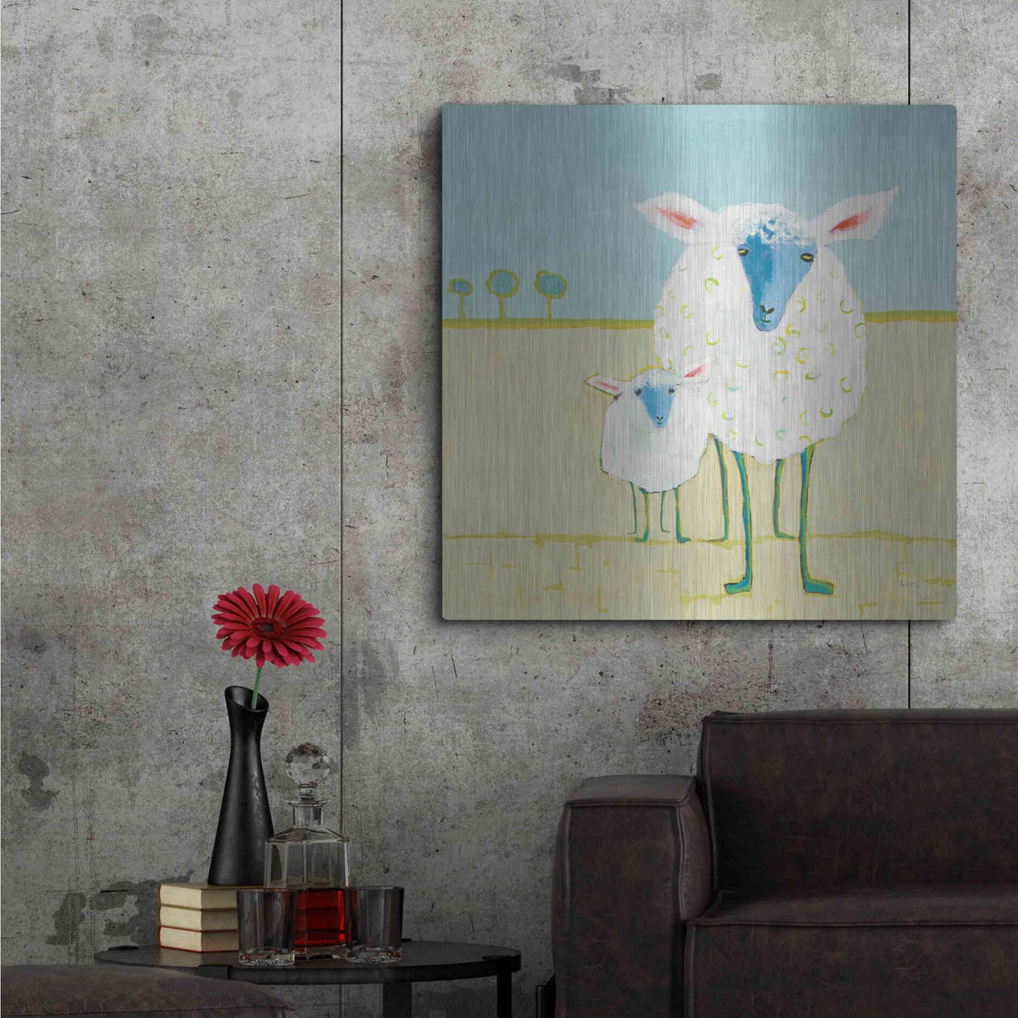 Luxe Metal Art 'Colorful Sheep' by Phyllis Adams, Metal Wall Art,36x36