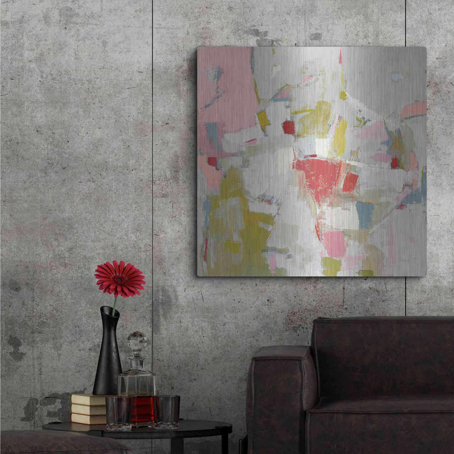 Luxe Metal Art 'And All That Jazz Pink' by Phyllis Adams, Metal Wall Art,36x36