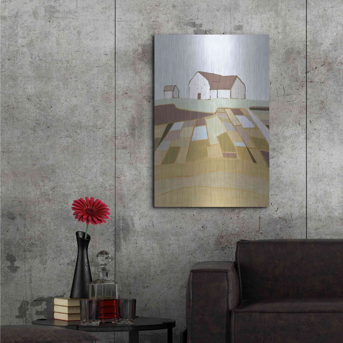 Luxe Metal Art 'Field of Dreams Neutral' by Phyllis Adams, Metal Wall Art,24x36