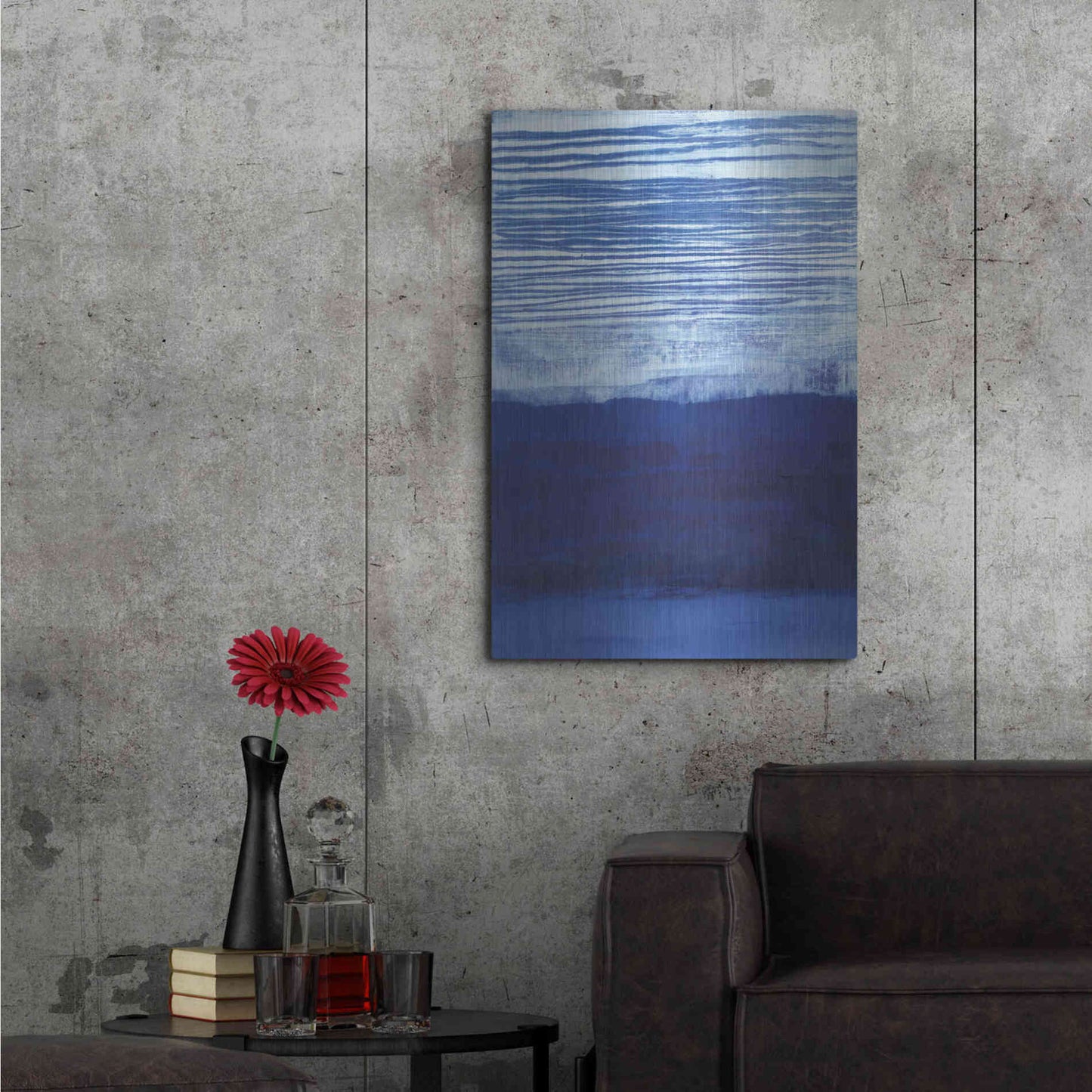 Luxe Metal Art 'Blue Haze' by Jo Maye, Metal Wall Art,24x36