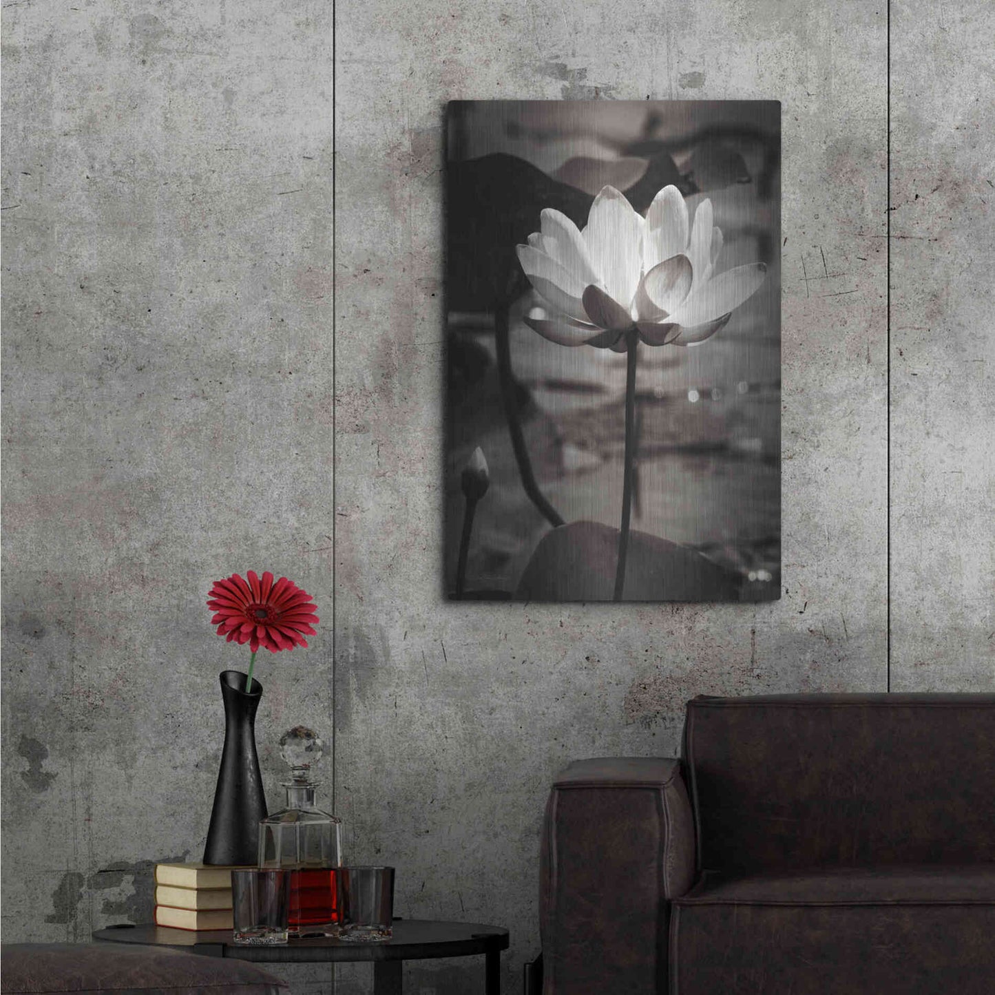 Luxe Metal Art 'Lotus Flower IX' by Debra Van Swearingen, Metal Wall Art,24x36