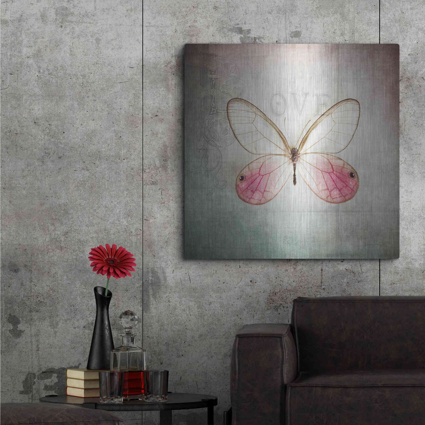 Luxe Metal Art 'French Butterfly I' by Debra Van Swearingen, Metal Wall Art,36x36