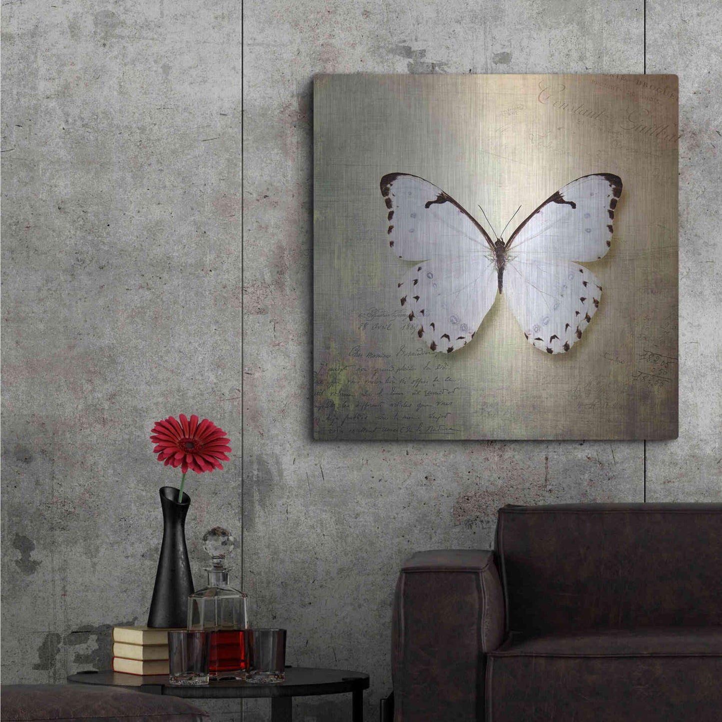 Luxe Metal Art 'French Butterfly II' by Debra Van Swearingen, Metal Wall Art,36x36