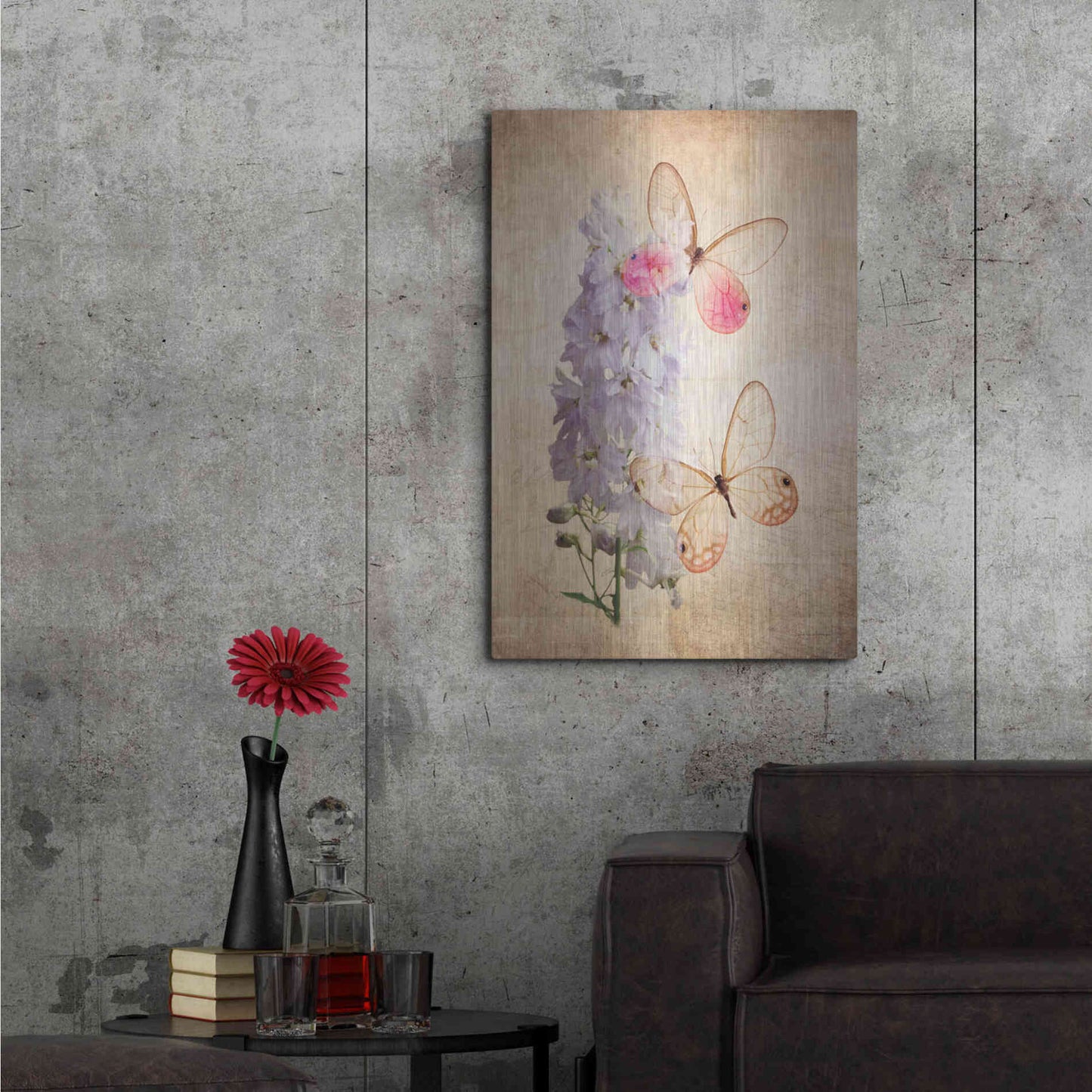 Luxe Metal Art 'Butterfly Botanical I' by Debra Van Swearingen, Metal Wall Art,24x36