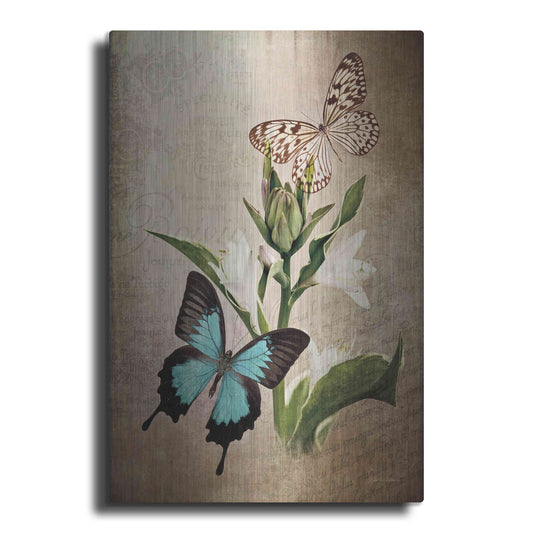 Luxe Metal Art 'Butterfly Botanical II' by Debra Van Swearingen, Metal Wall Art