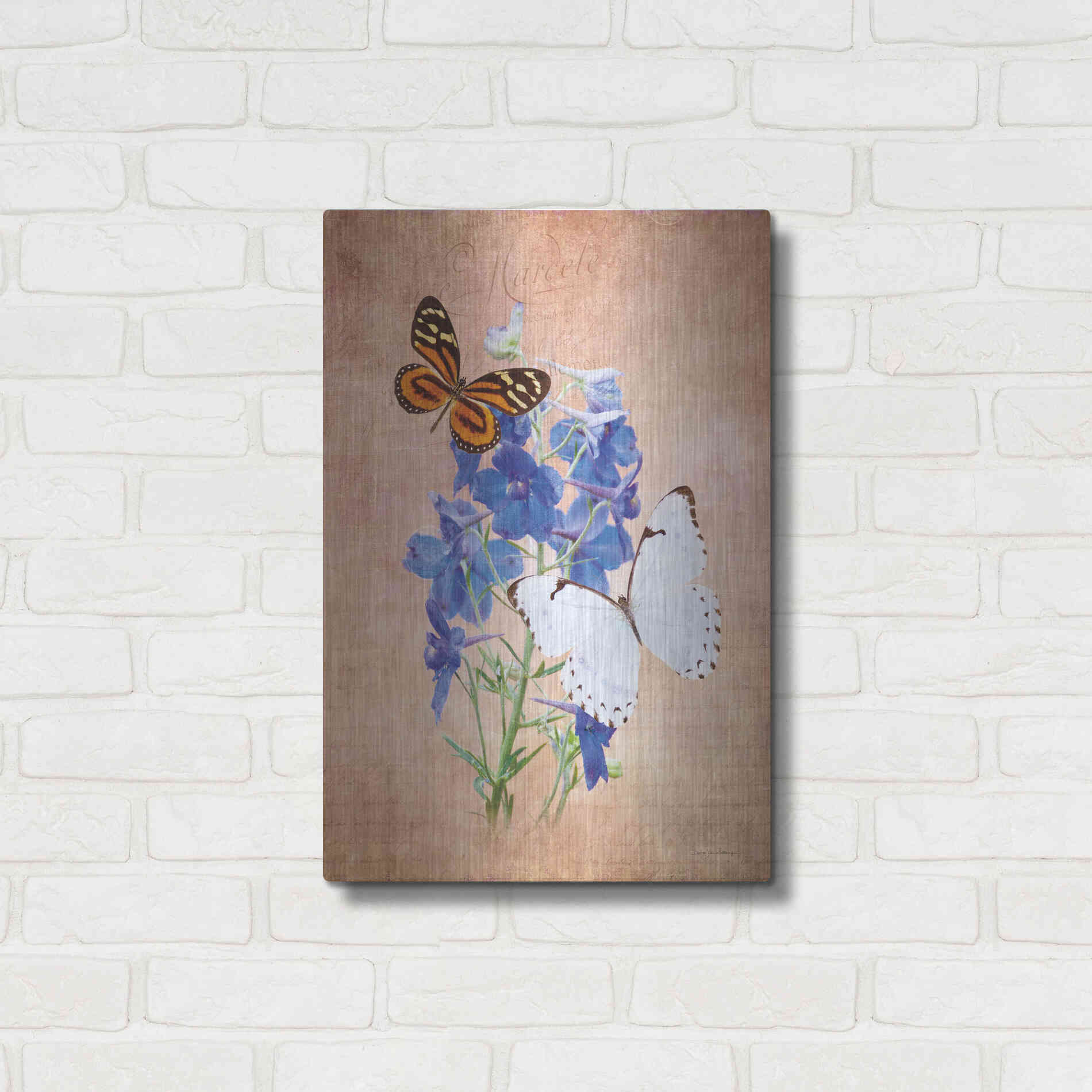 Luxe Metal Art 'Butterfly Botanical III' by Debra Van Swearingen, Metal Wall Art,16x24