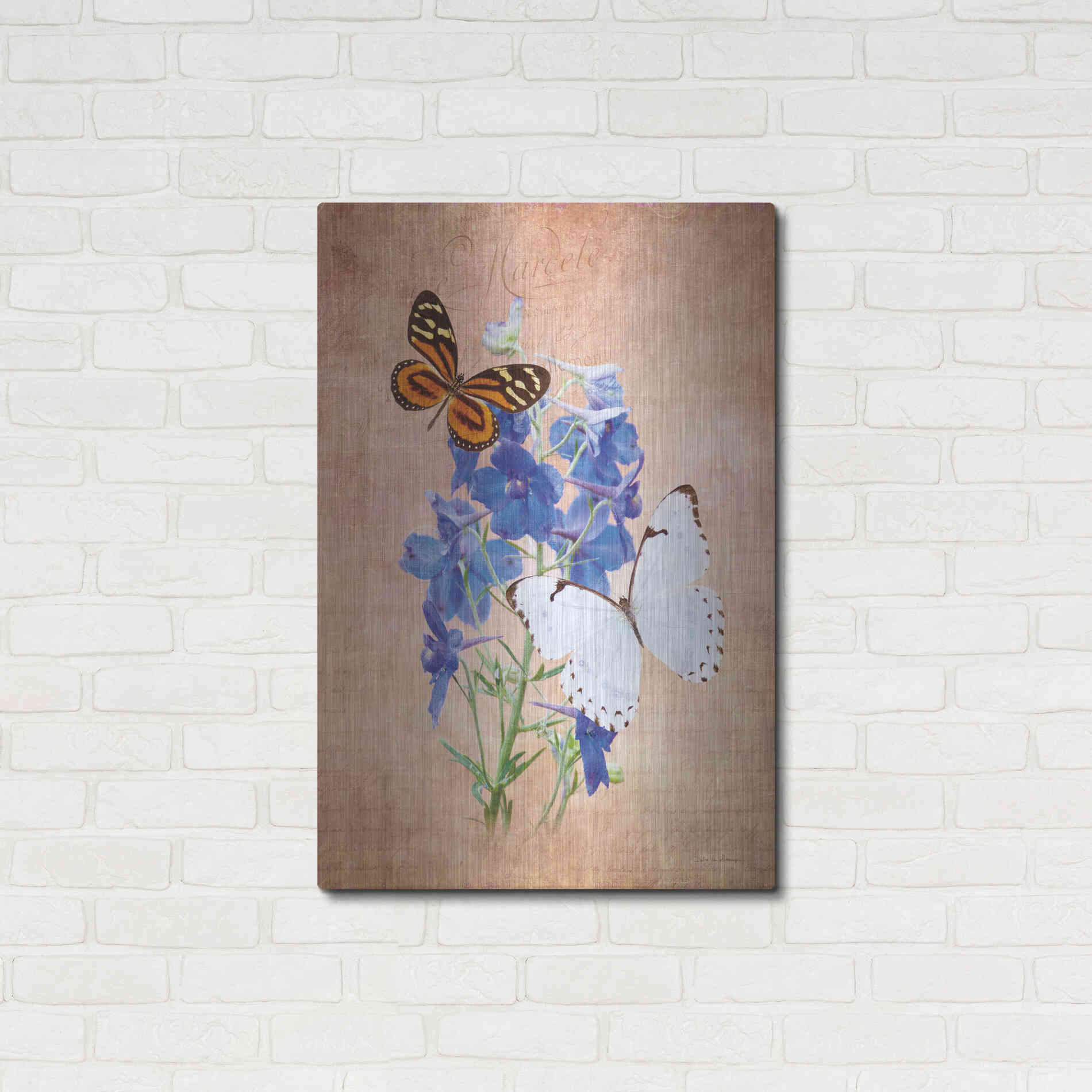 Luxe Metal Art 'Butterfly Botanical III' by Debra Van Swearingen, Metal Wall Art,24x36