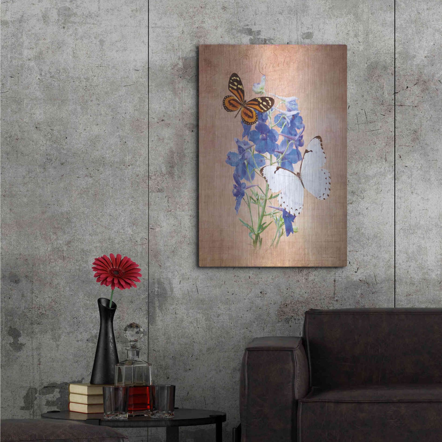 Luxe Metal Art 'Butterfly Botanical III' by Debra Van Swearingen, Metal Wall Art,24x36