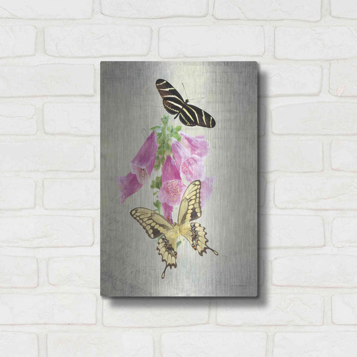 Luxe Metal Art 'Butterfly Botanical IV' by Debra Van Swearingen, Metal Wall Art,12x16