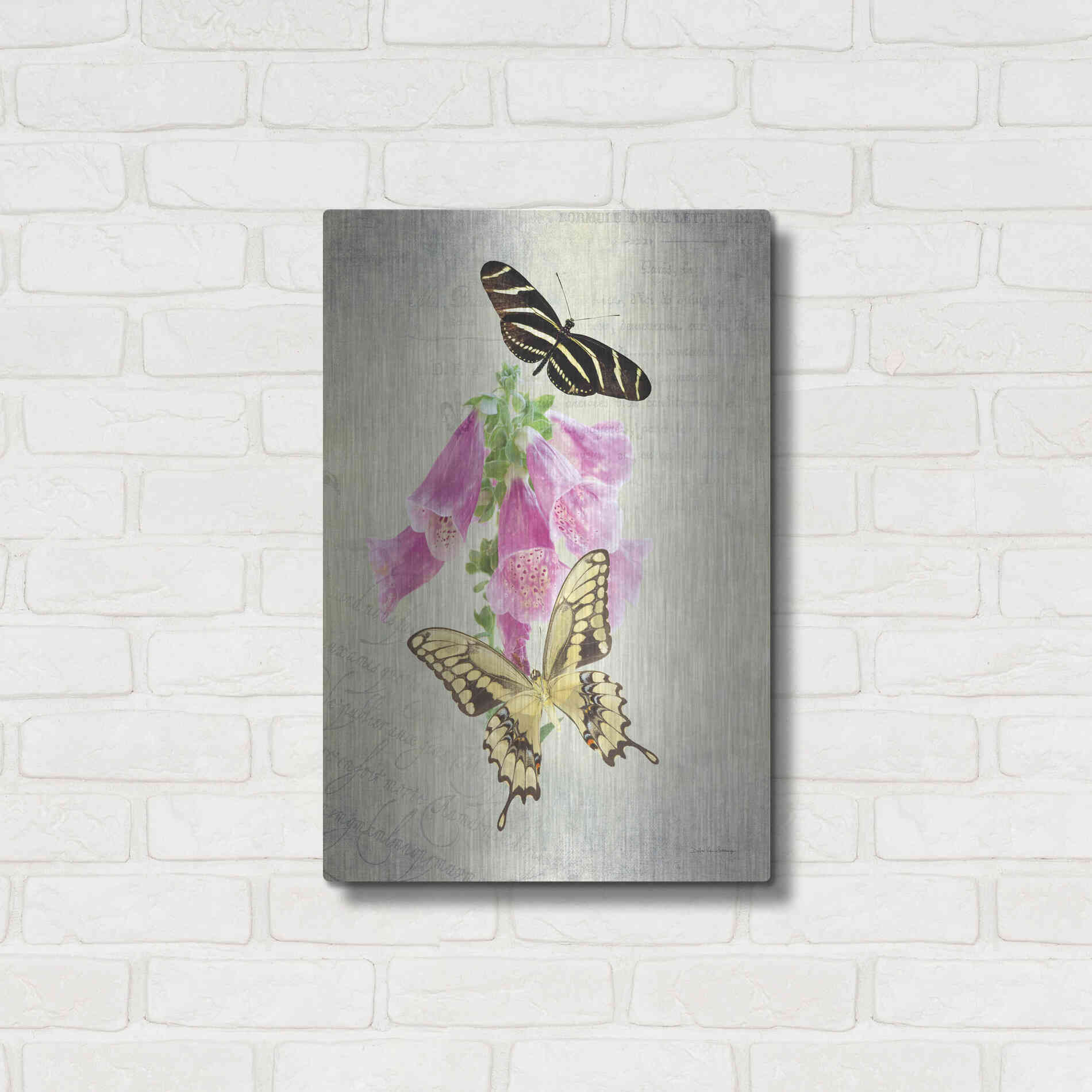 Luxe Metal Art 'Butterfly Botanical IV' by Debra Van Swearingen, Metal Wall Art,16x24