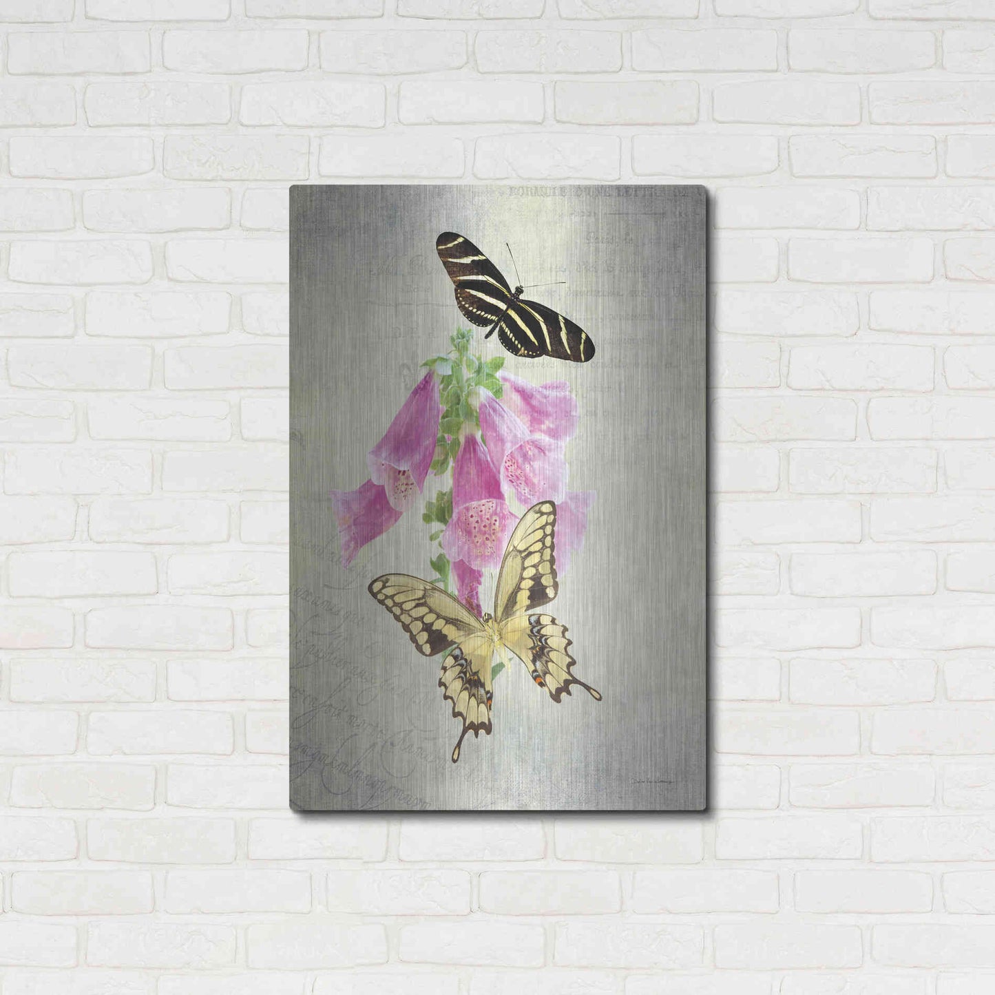 Luxe Metal Art 'Butterfly Botanical IV' by Debra Van Swearingen, Metal Wall Art,24x36