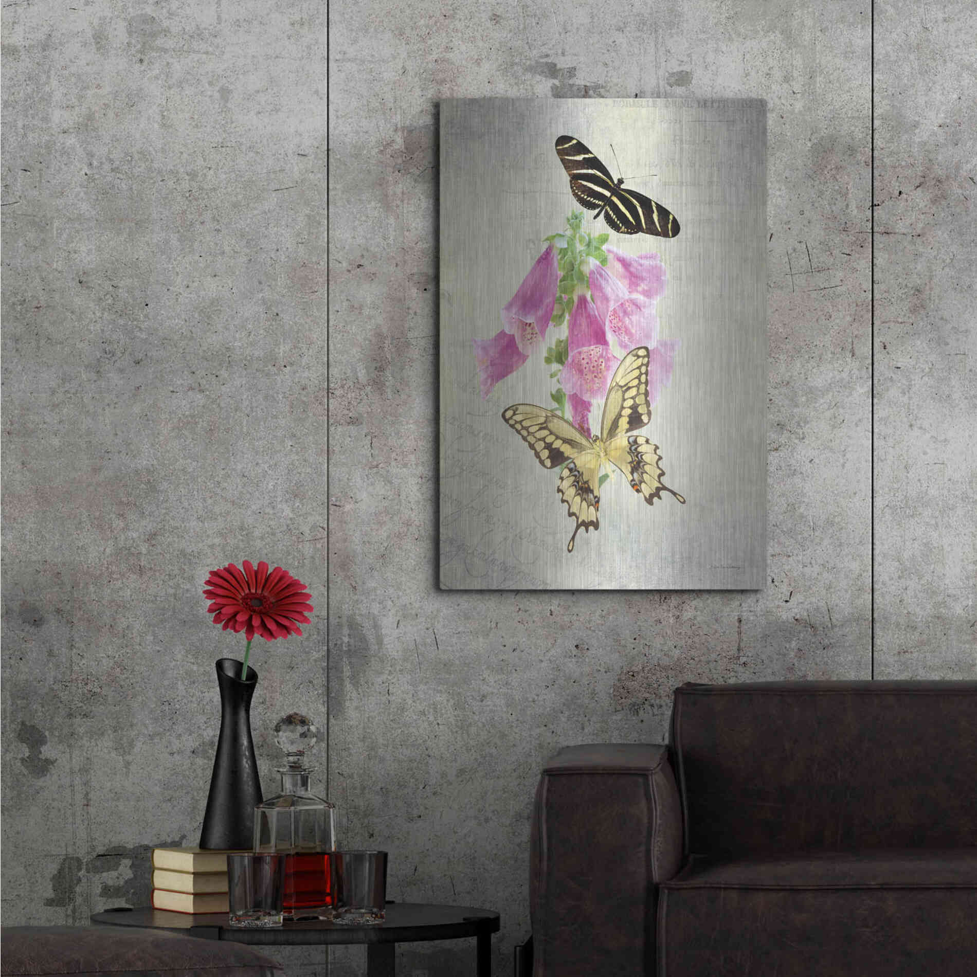 Luxe Metal Art 'Butterfly Botanical IV' by Debra Van Swearingen, Metal Wall Art,24x36
