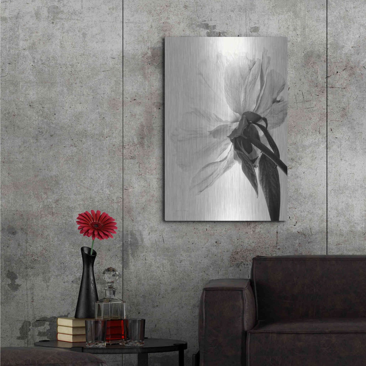 Luxe Metal Art 'Translucent Peony IIIBW' by Debra Van Swearingen, Metal Wall Art,24x36