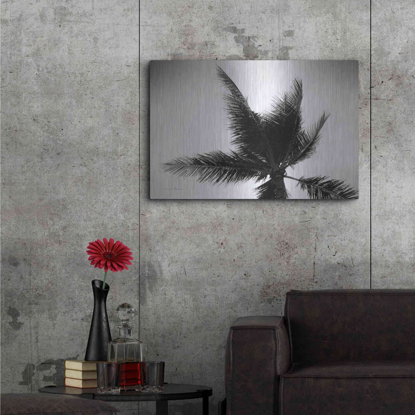 Luxe Metal Art 'Palm Tree Looking Up IV' by Debra Van Swearingen, Metal Wall Art,36x24