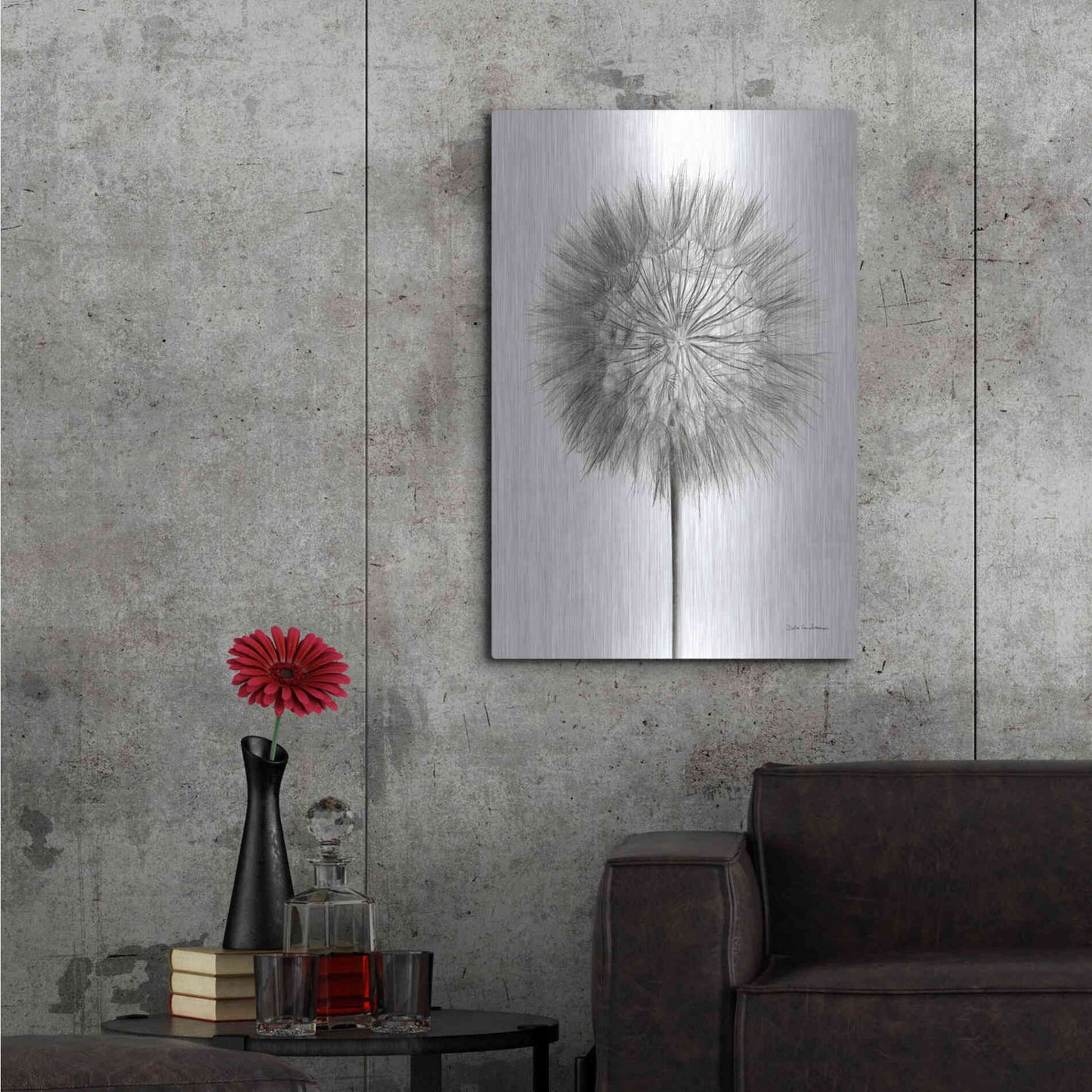 Luxe Metal Art 'Dandelion Fluff on White' by Debra Van Swearingen, Metal Wall Art,24x36