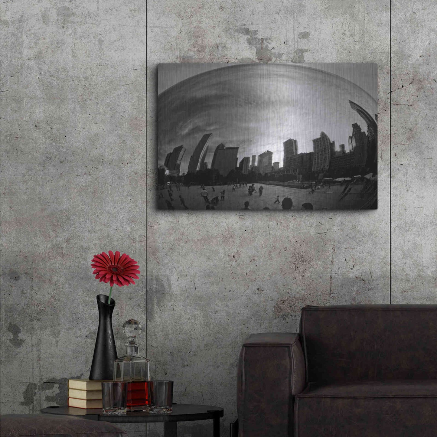 Luxe Metal Art 'The Bean Chicago BW' by Debra Van Swearingen, Metal Wall Art,36x24