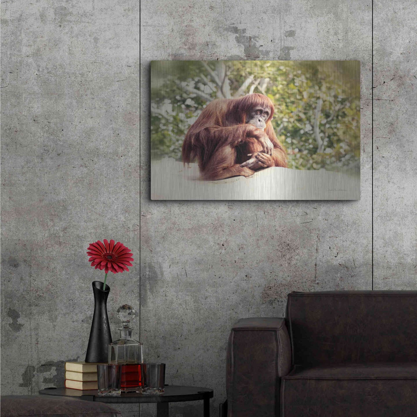 Luxe Metal Art 'Orangutan' by Debra Van Swearingen, Metal Wall Art,36x24