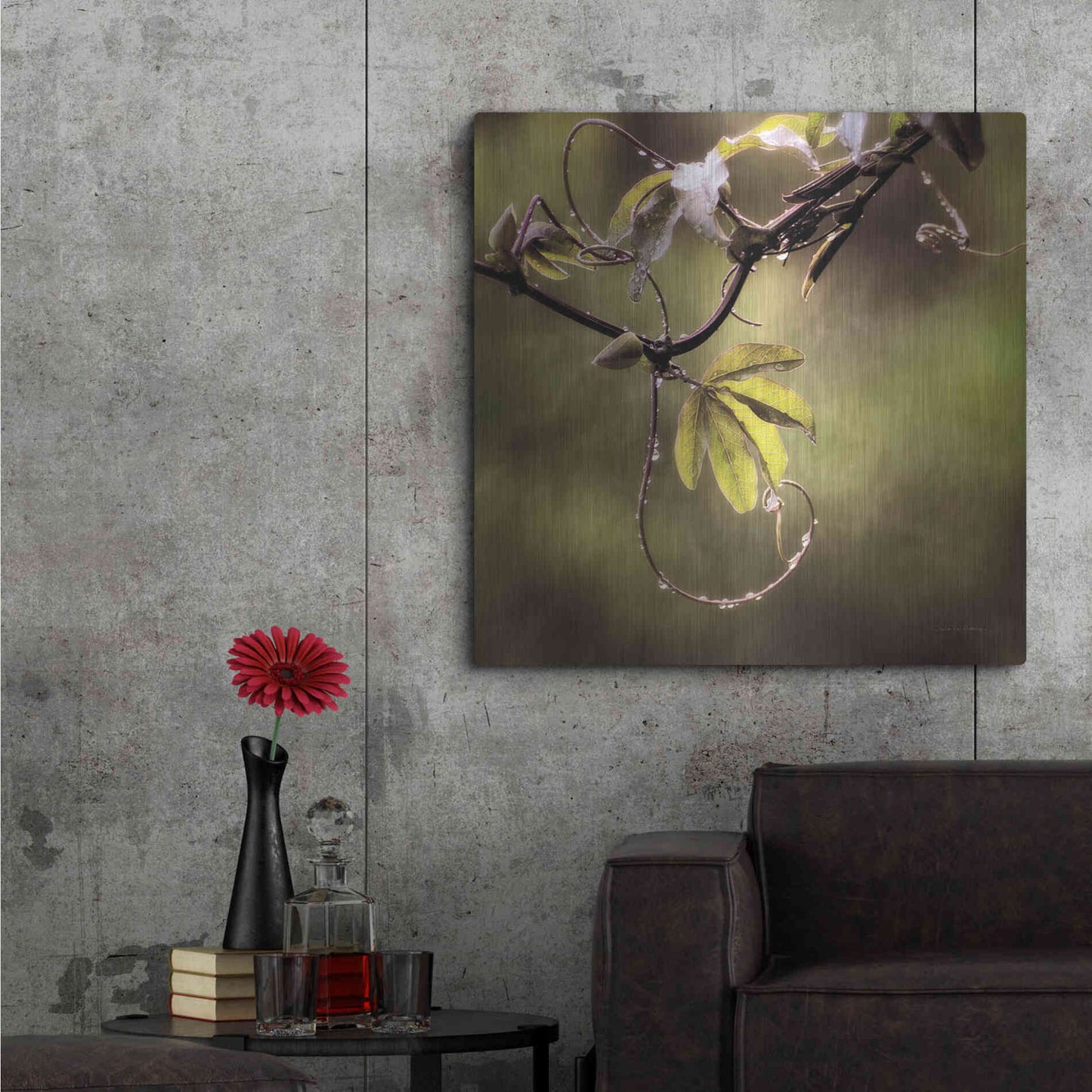 Luxe Metal Art 'Passion Flower Vine I' by Debra Van Swearingen, Metal Wall Art,36x36