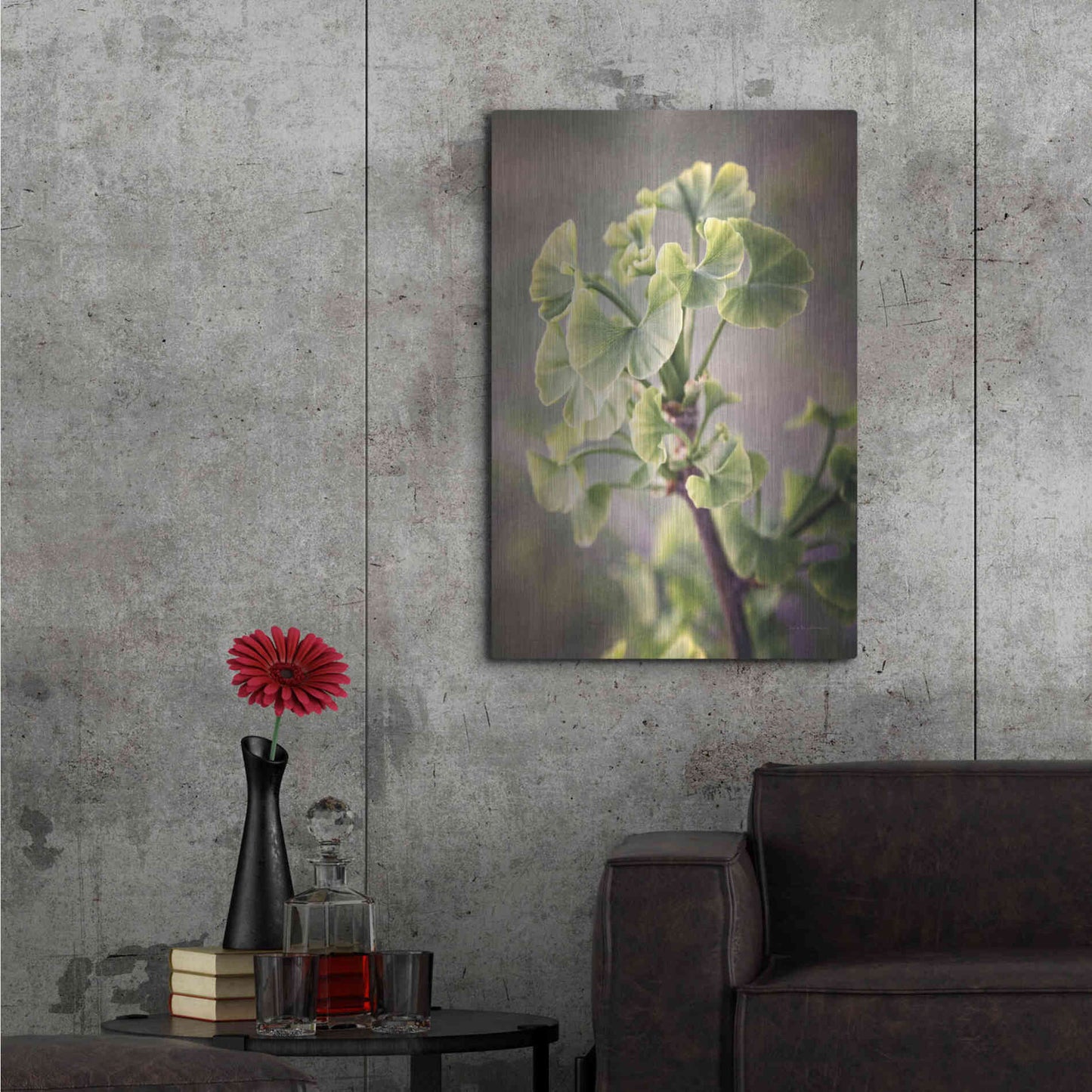 Luxe Metal Art 'Sprouting Ginkgo I' by Debra Van Swearingen, Metal Wall Art,24x36