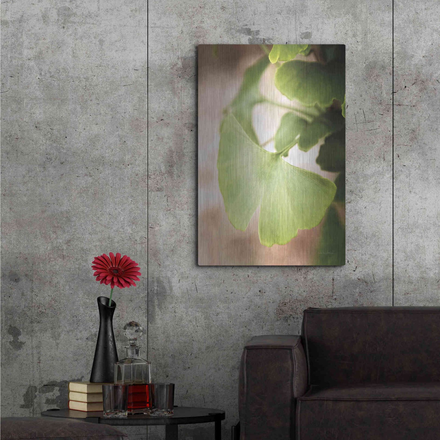Luxe Metal Art 'Sprouting Ginkgo III' by Debra Van Swearingen, Metal Wall Art,24x36