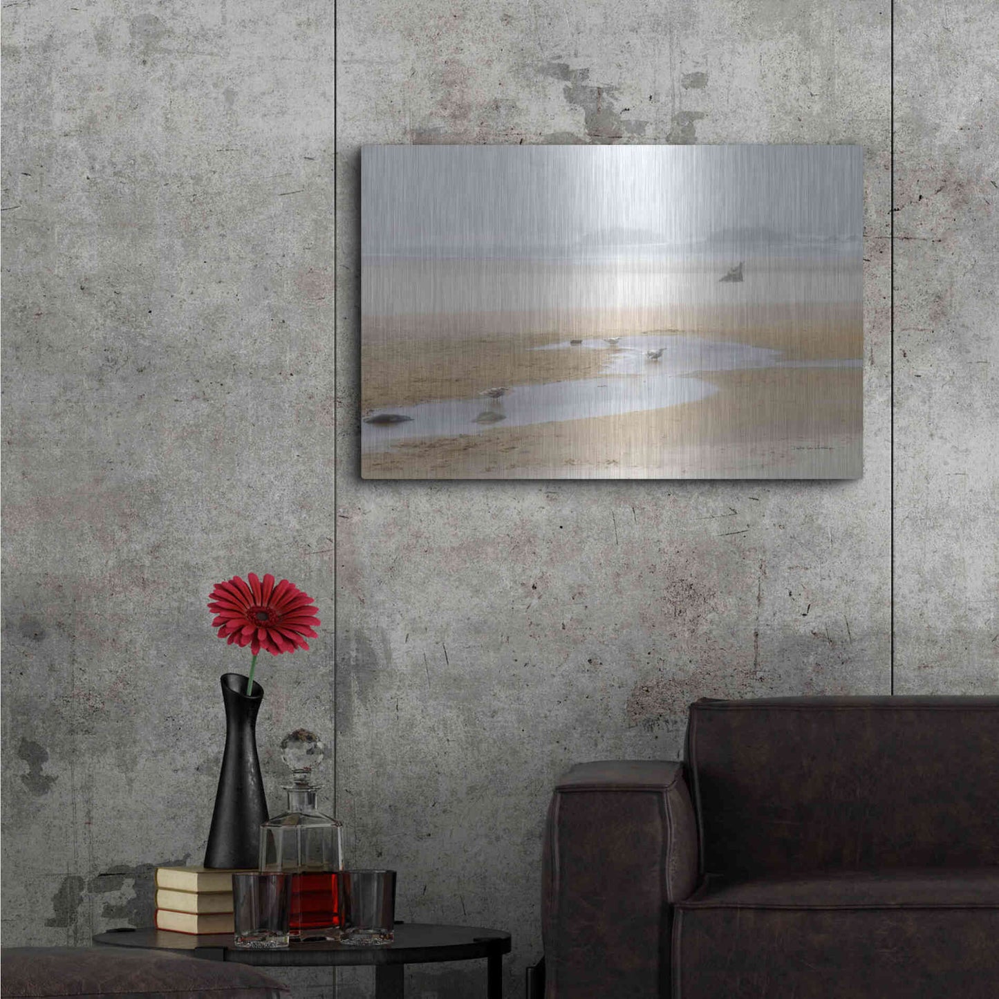 Luxe Metal Art 'Cold Beach II' by Debra Van Swearingen, Metal Wall Art,36x24